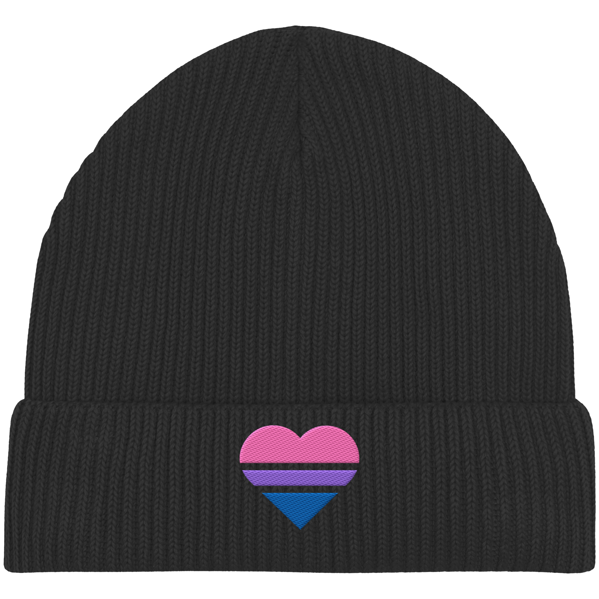 Organic Fisherman Beanie - Bisexual Flag Herz Stick