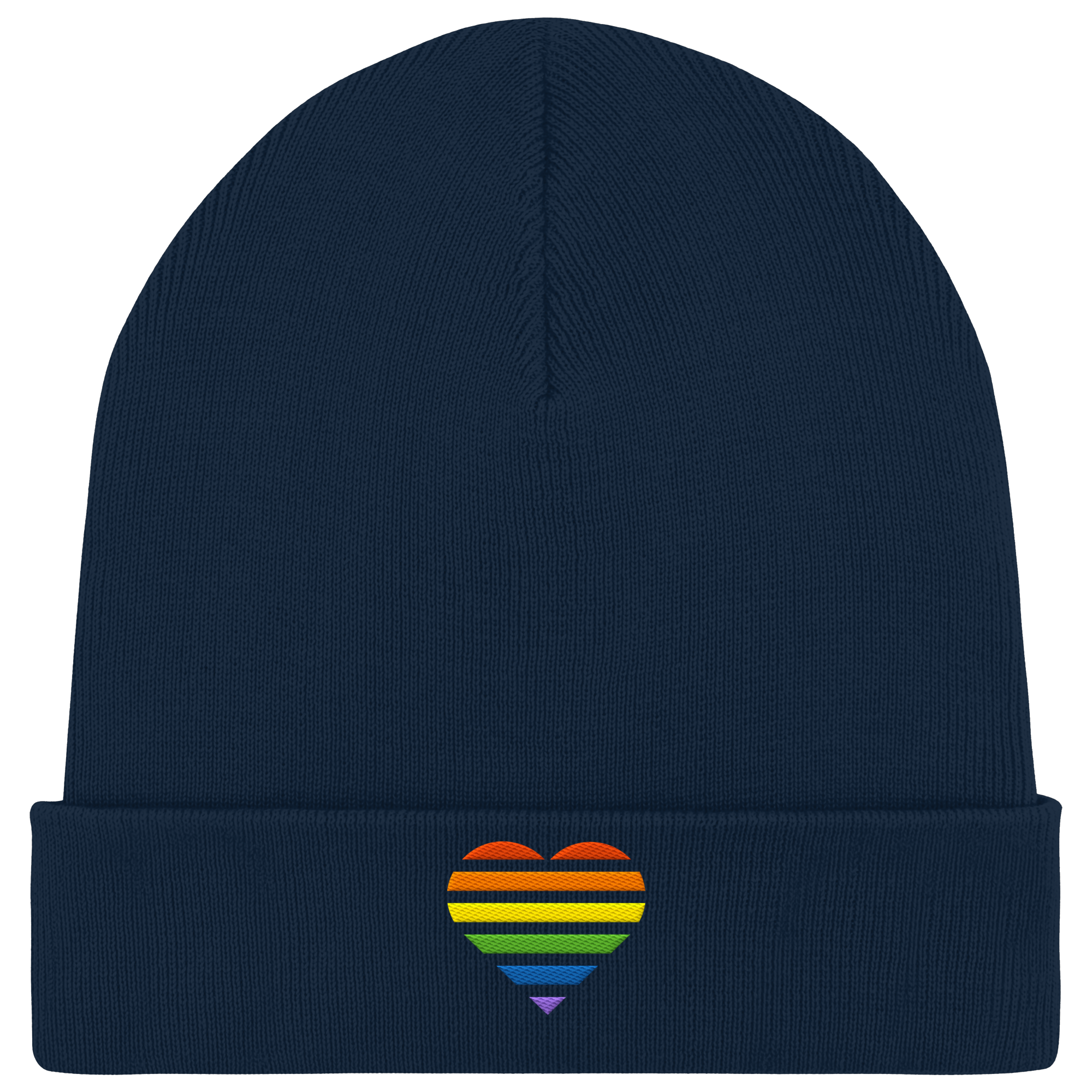 Organic Rib Beanie - Pride Flag Herz Stick