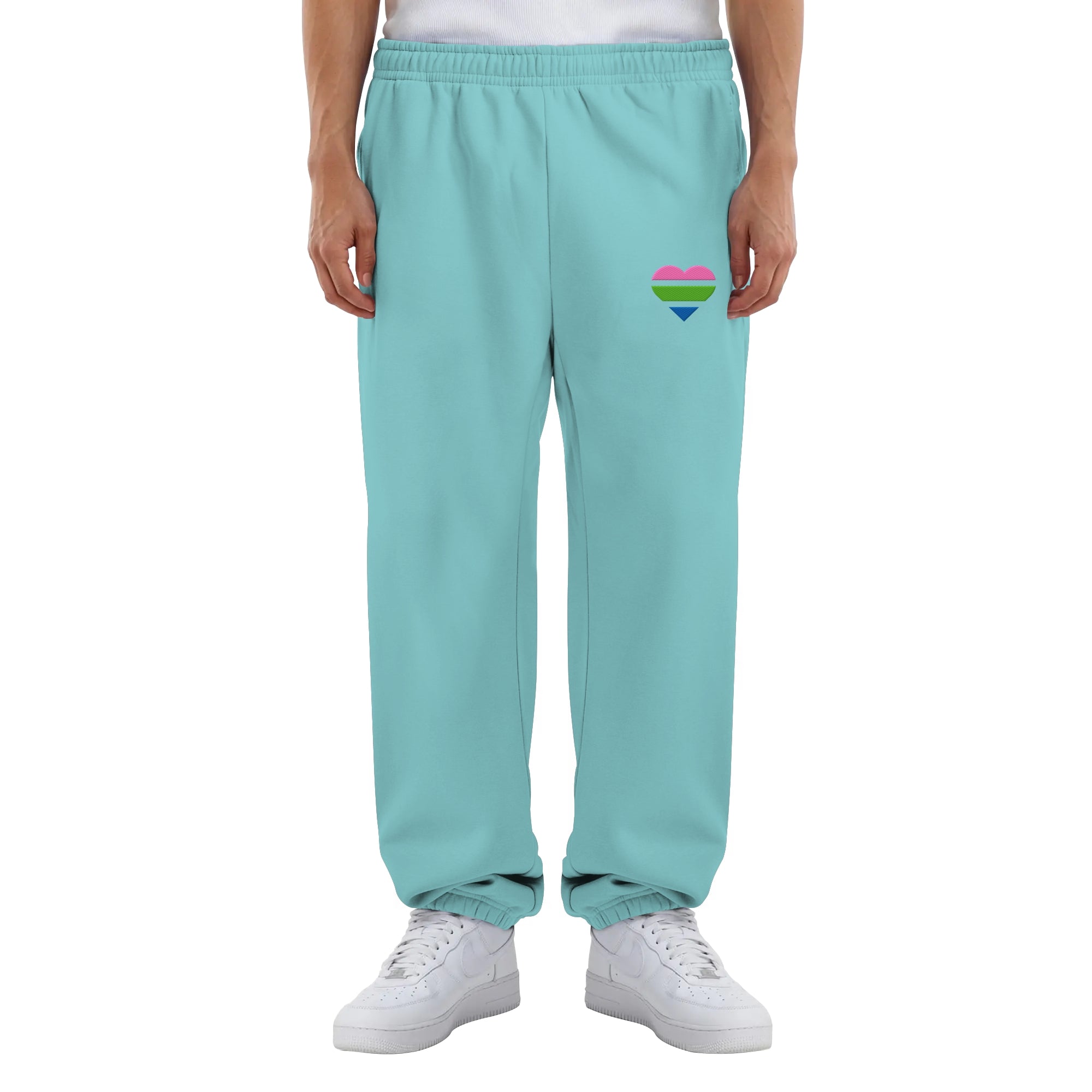 Fluffy Sweatpants - Polysexual Flag Herz Stick