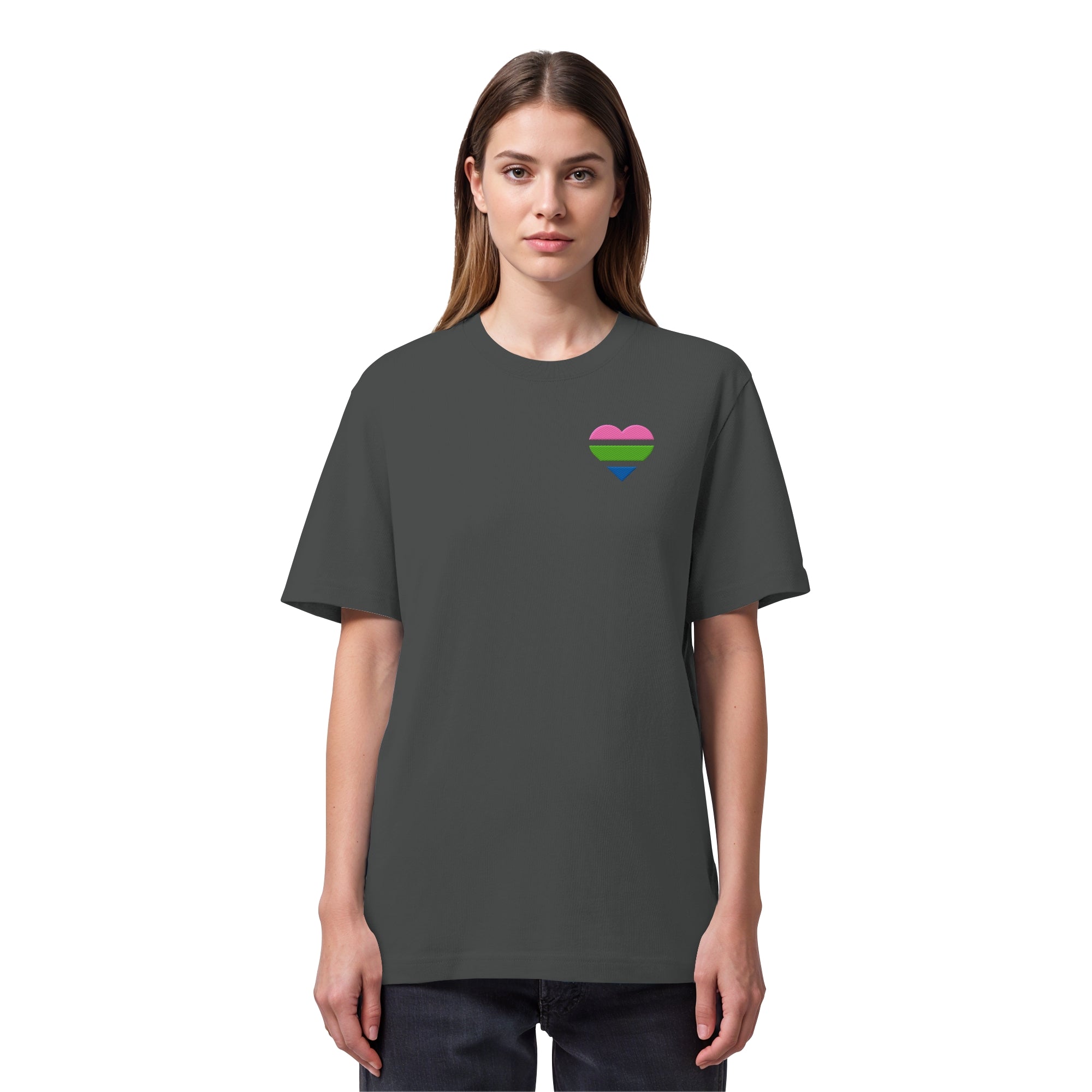 Organic Heavy Shirt - Polysexual Flag Herz Stick