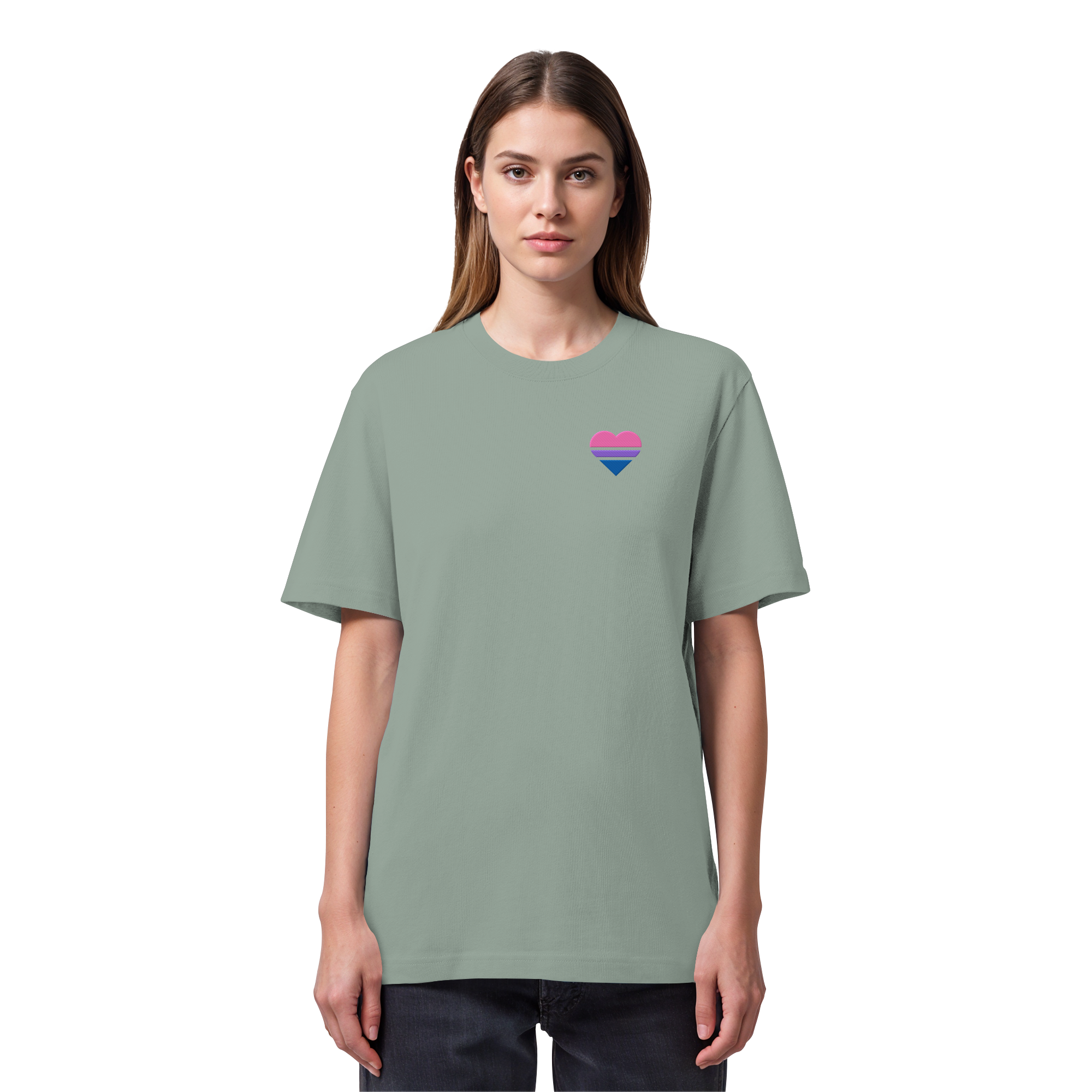 Organic Heavy Shirt - Bisexual Flag Herz Stick