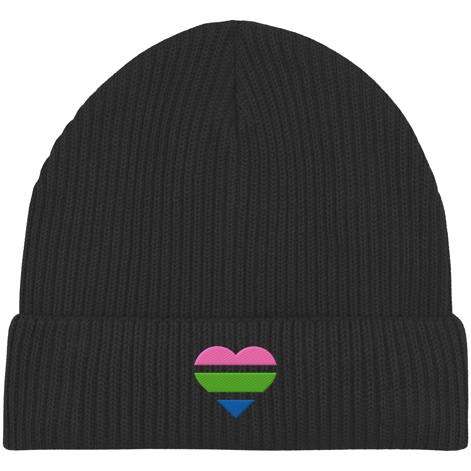 Organic Fisherman Beanie - Polysexual Flag Herz Stick