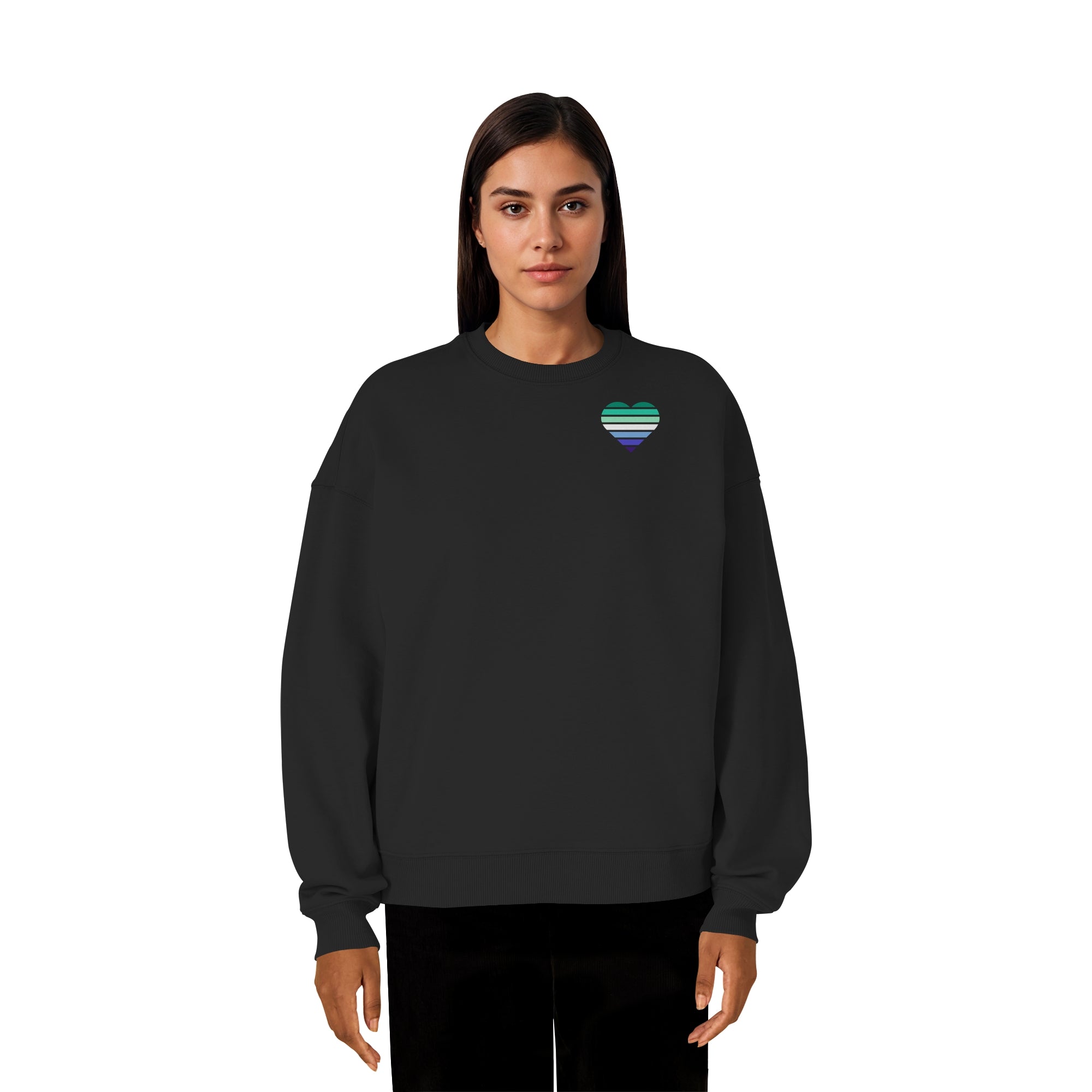 Organic Oversize Sweatshirt - Gay Flag Herz Print