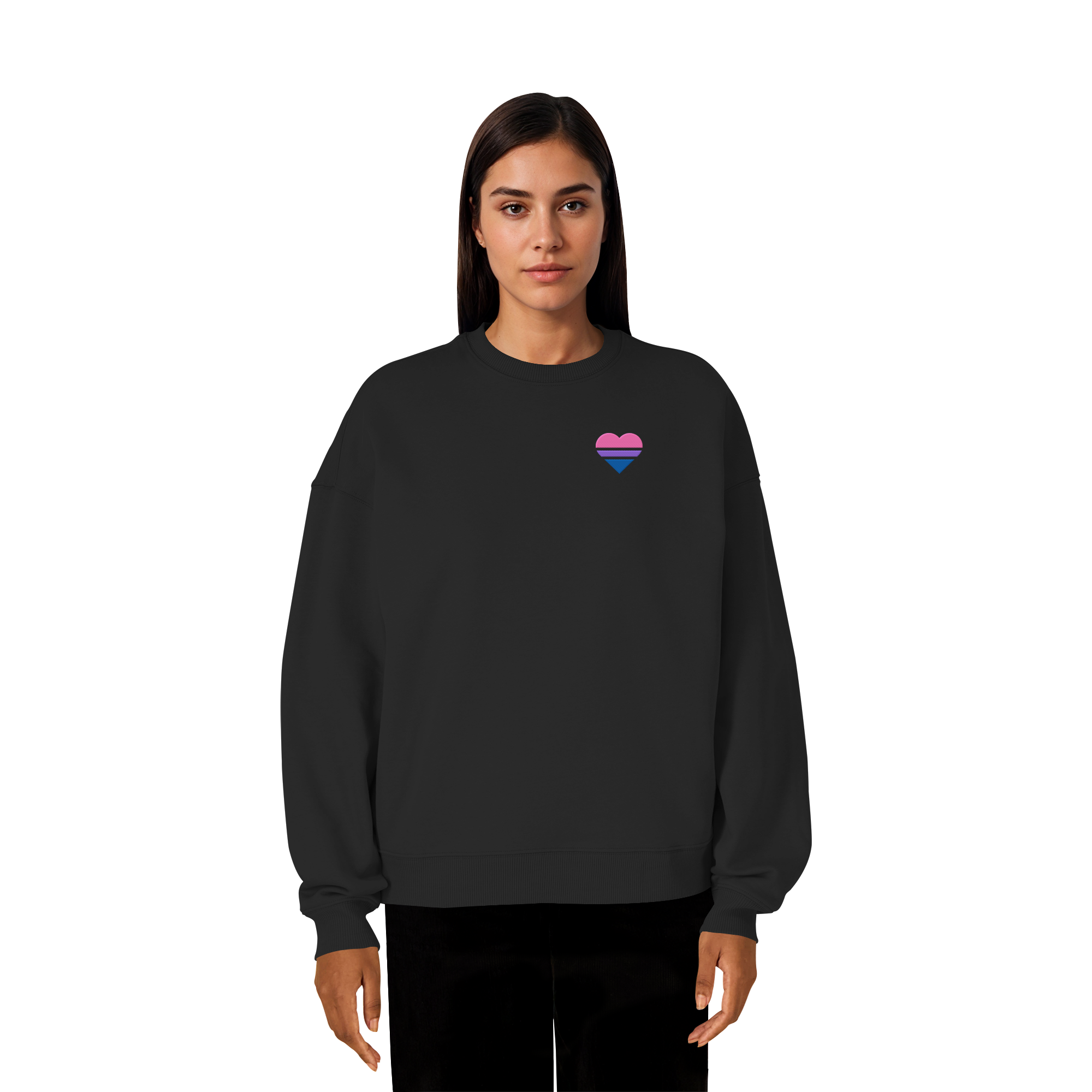Organic Oversize Sweatshirt - Bisexual Flag Herz Stick