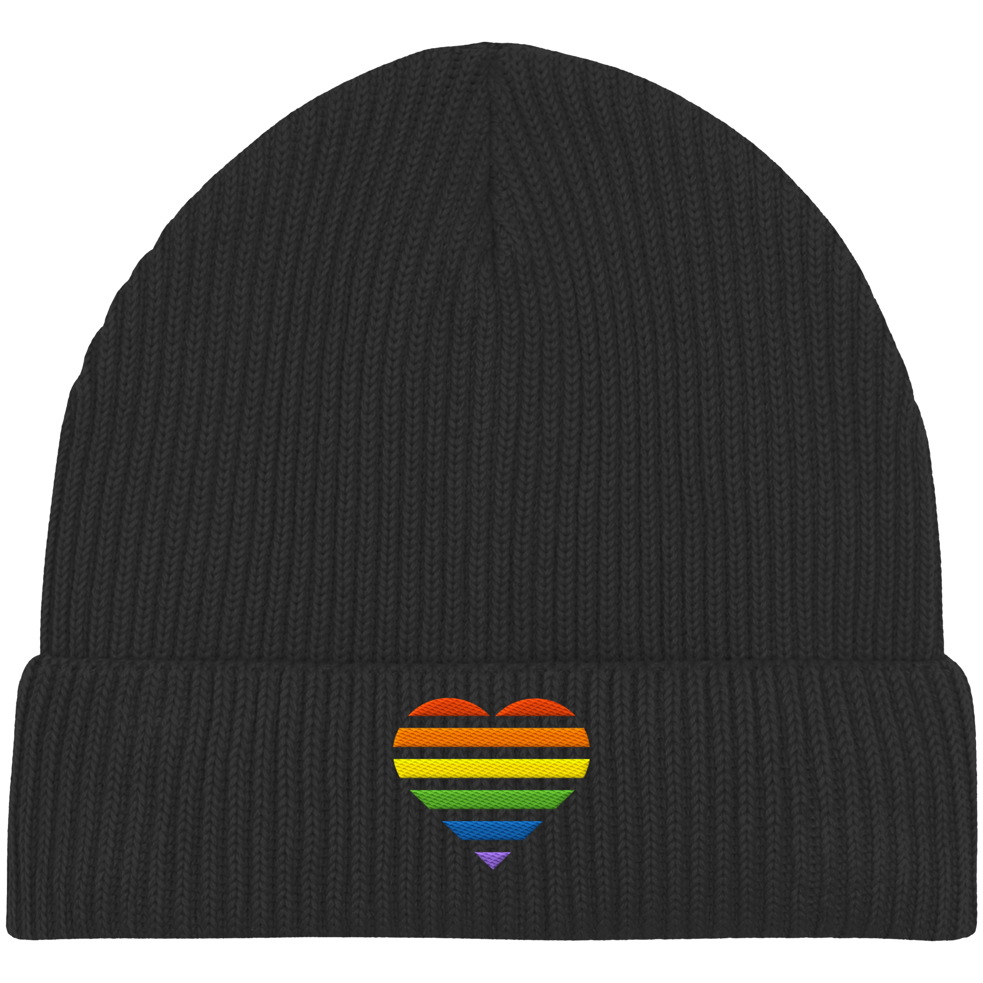 Organic Fisherman Beanie - Pride Flag Herz Stick
