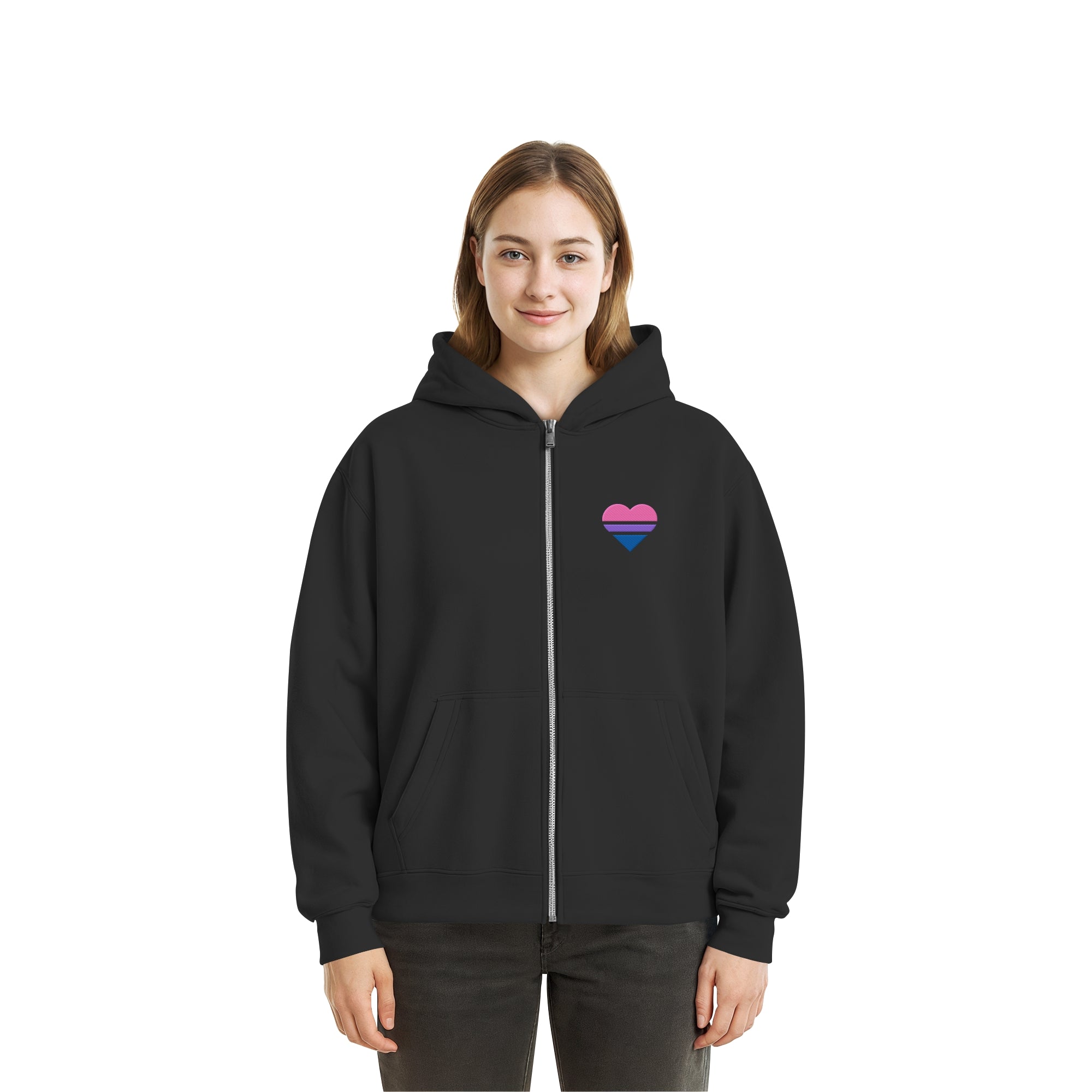 Fluffy Boxcut Zipper - Bisexual Flag Herz Stick