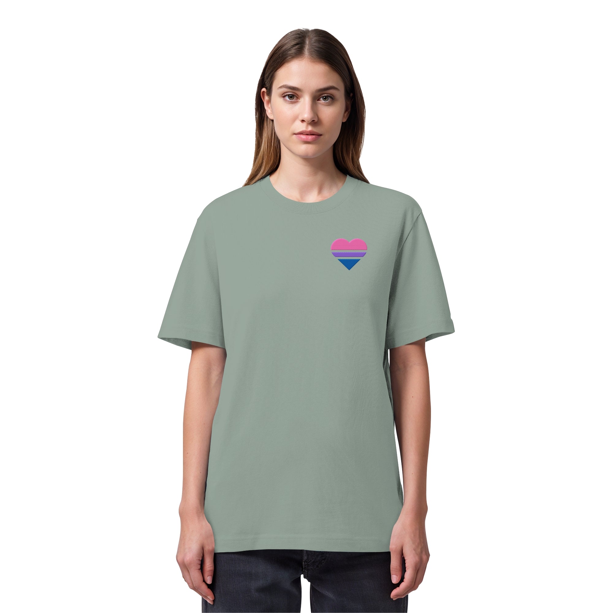 Organic Heavy Shirt - Bisexual Flag Herz Stick