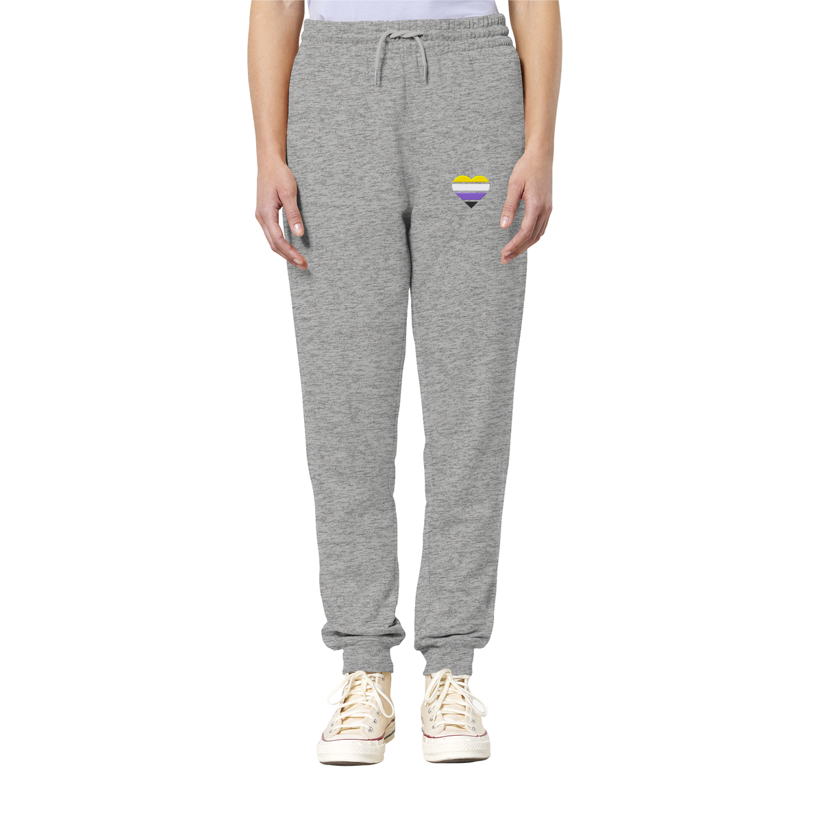 Organic Jogger Pants mit Herz Stick - Nonbinary