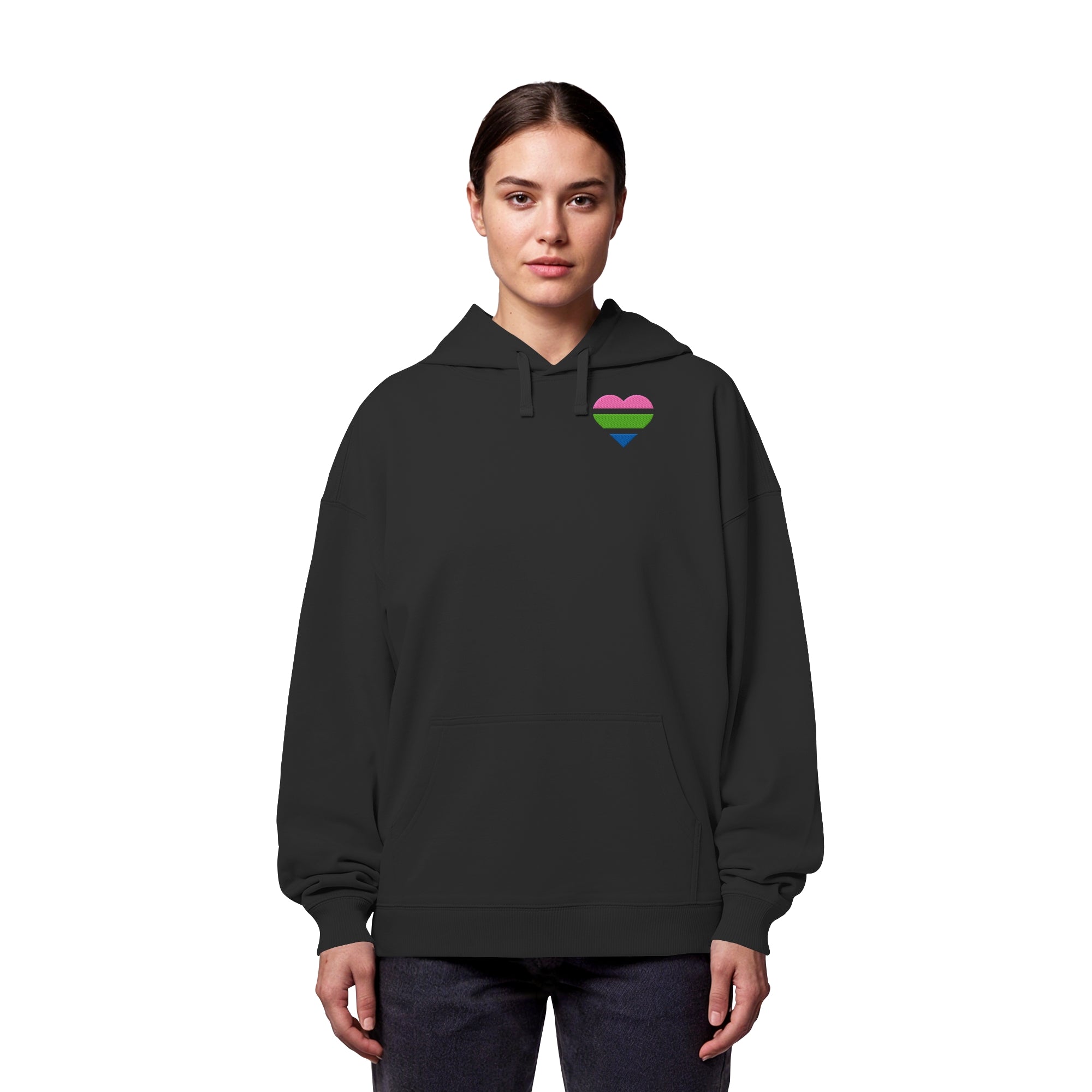 Organic Oversize Hoodie - Polysexual Flag Herz Stick