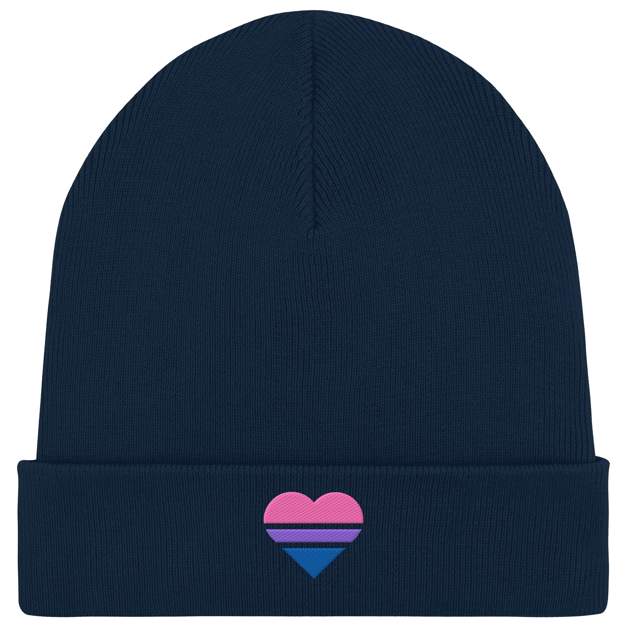 Organic Rib Beanie - Bisexual Flag Herz Stick
