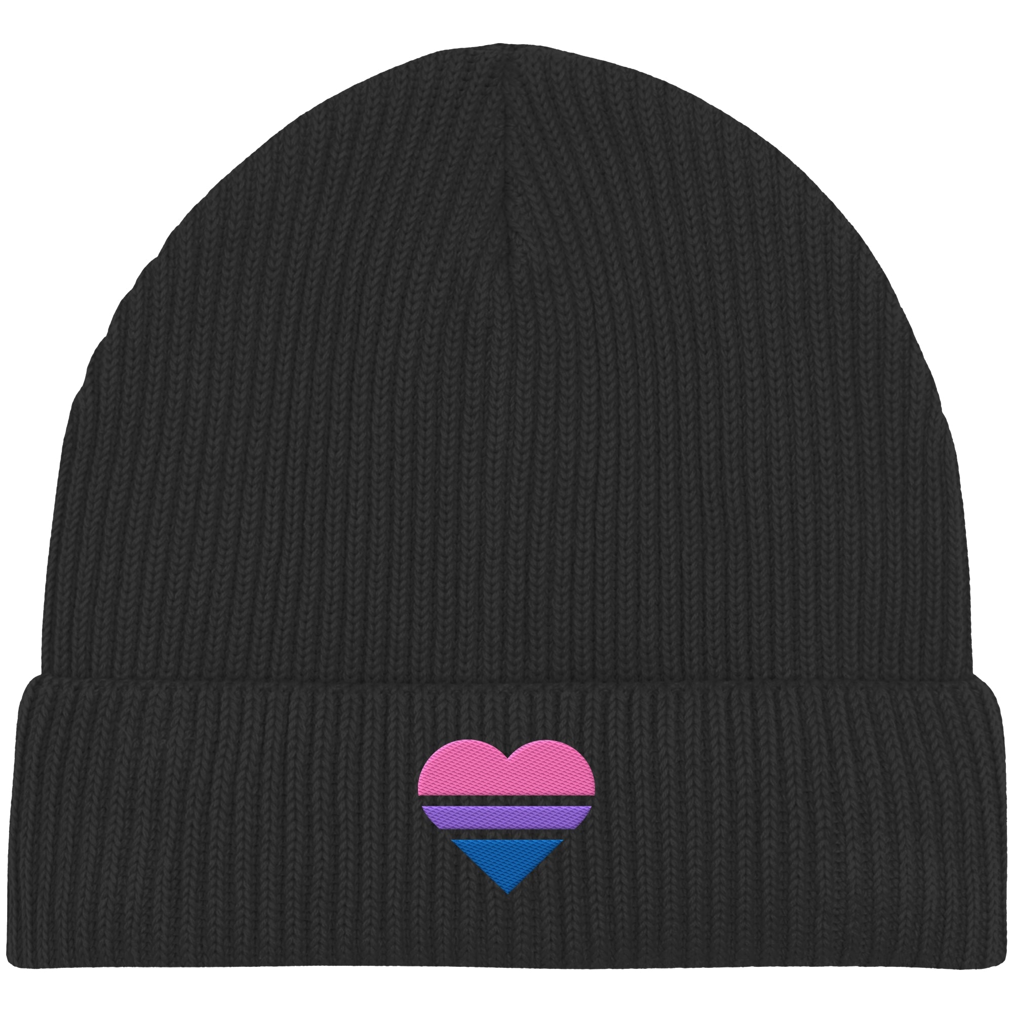 Organic Fisherman Beanie - Bisexual Flag Herz Stick