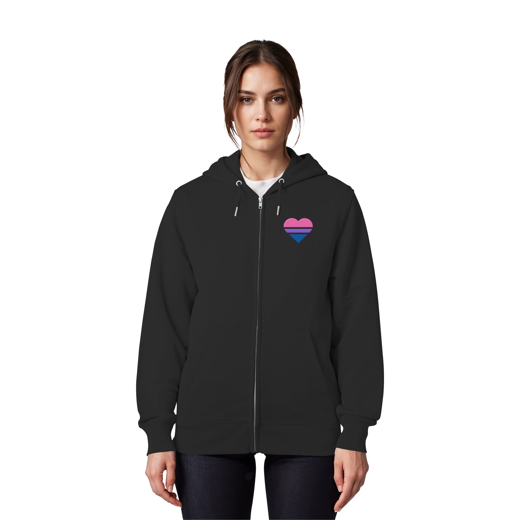 Organic Zipper - Bisexual Flag Herz Stick