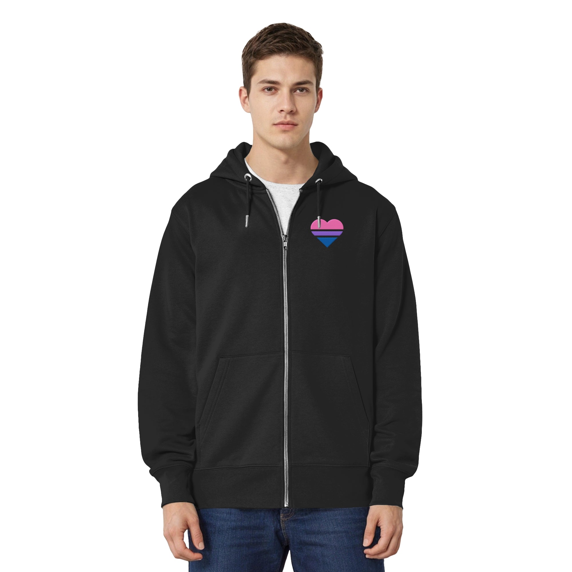Organic Relaxed Zipper - Bisexual Flag Herz Stick
