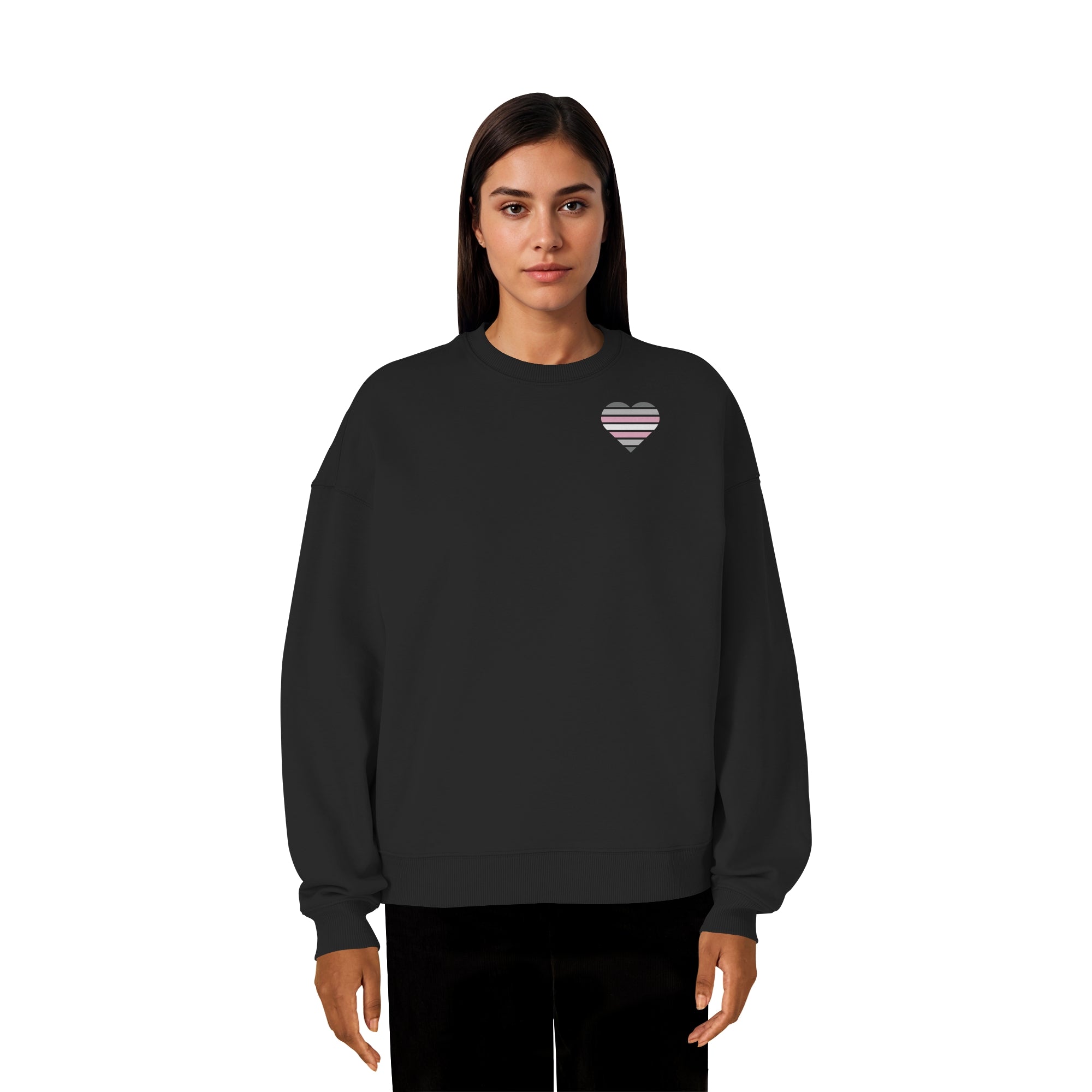 Organic Oversize Sweatshirt - Demigirl Flag Herz Print