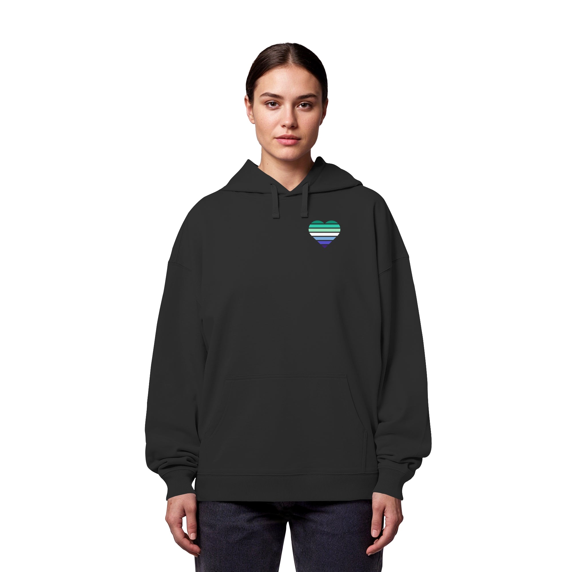 Organic Oversize Hoodie - Gay Flag Herz Print