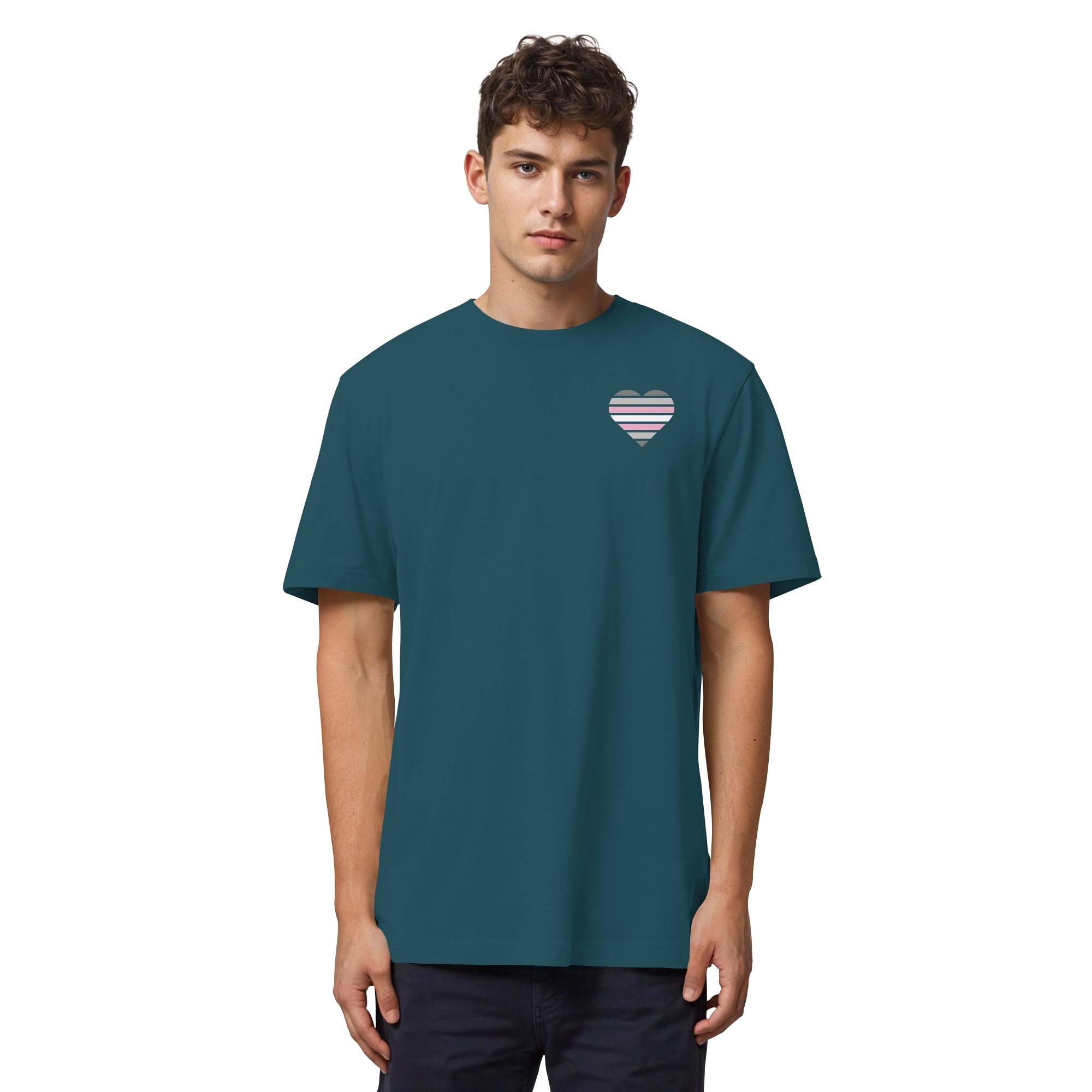 Organic Heavy Shirt - Demigirl Flag Herz Print