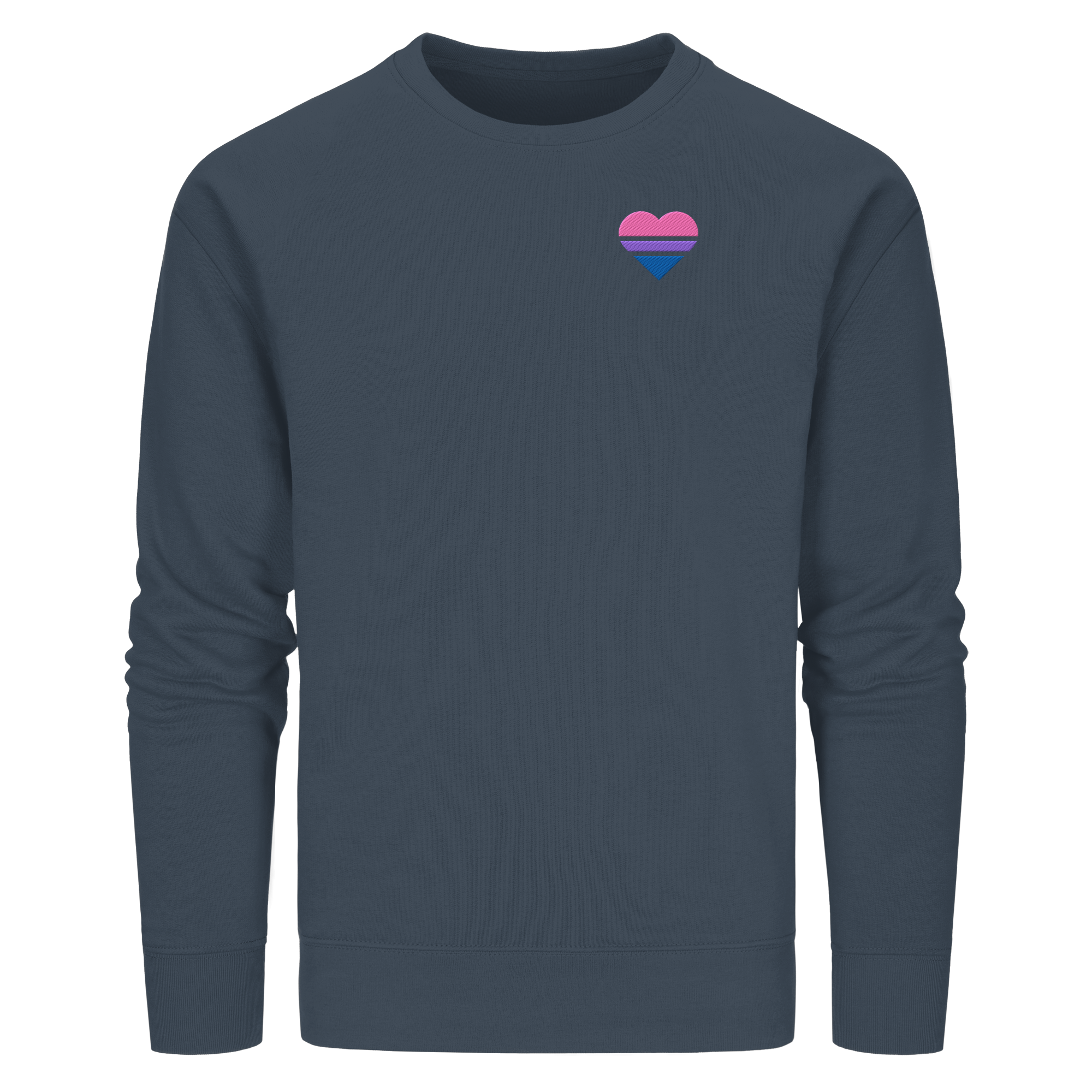 Organic Basic Sweatshirt - Bisexual Flag Herz Stick