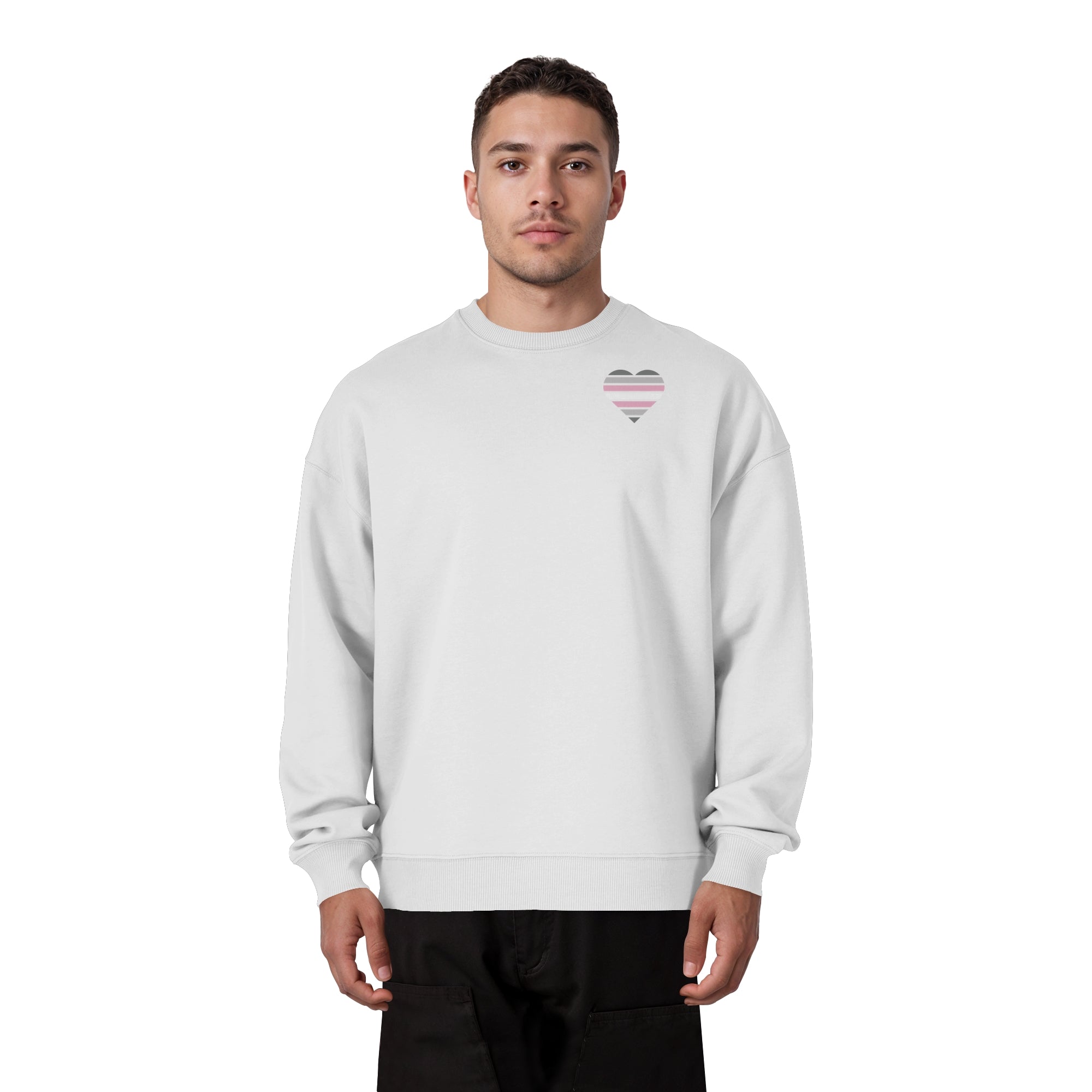 Organic Oversize Sweatshirt - Demigirl Flag Herz Print