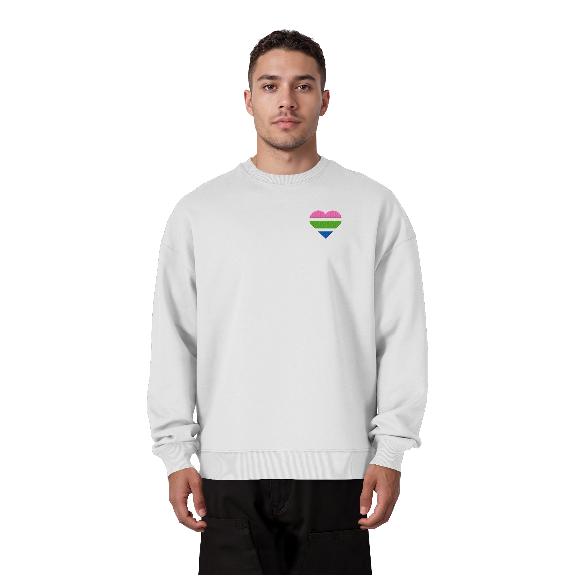 Organic Oversize Sweatshirt - Polysexual Flag Herz Stick