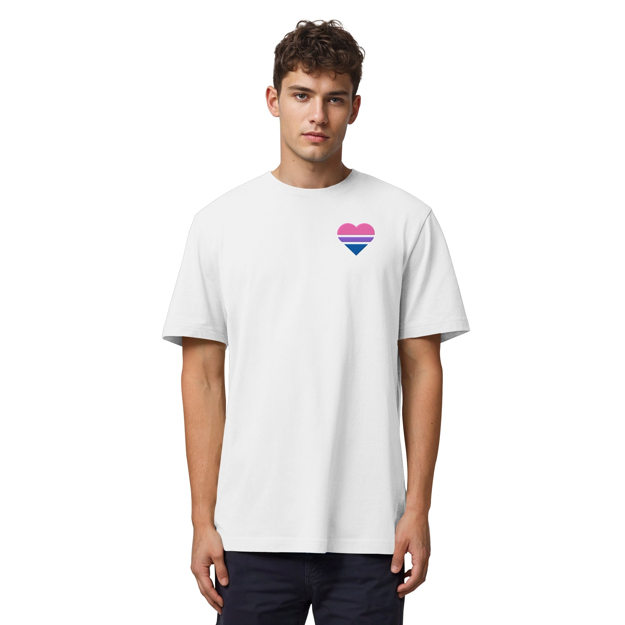 Organic Heavy Shirt - Bisexual Flag Herz Stick
