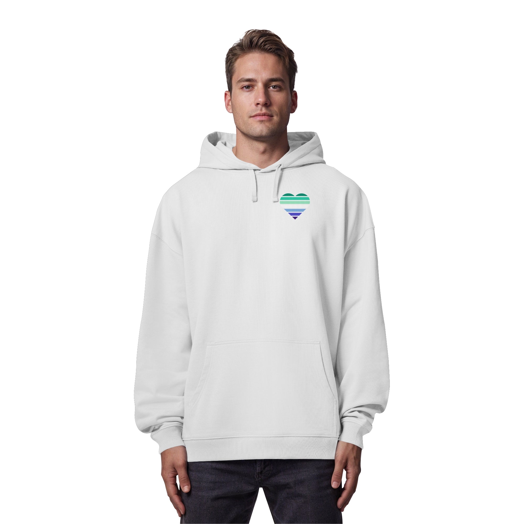 Organic Oversize Hoodie - Gay Flag Herz Print