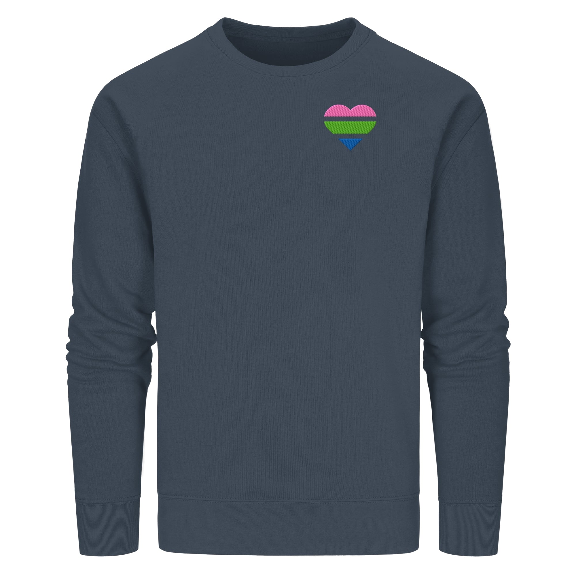 Organic Basic Sweatshirt - Polysexual Flag Herz Stick