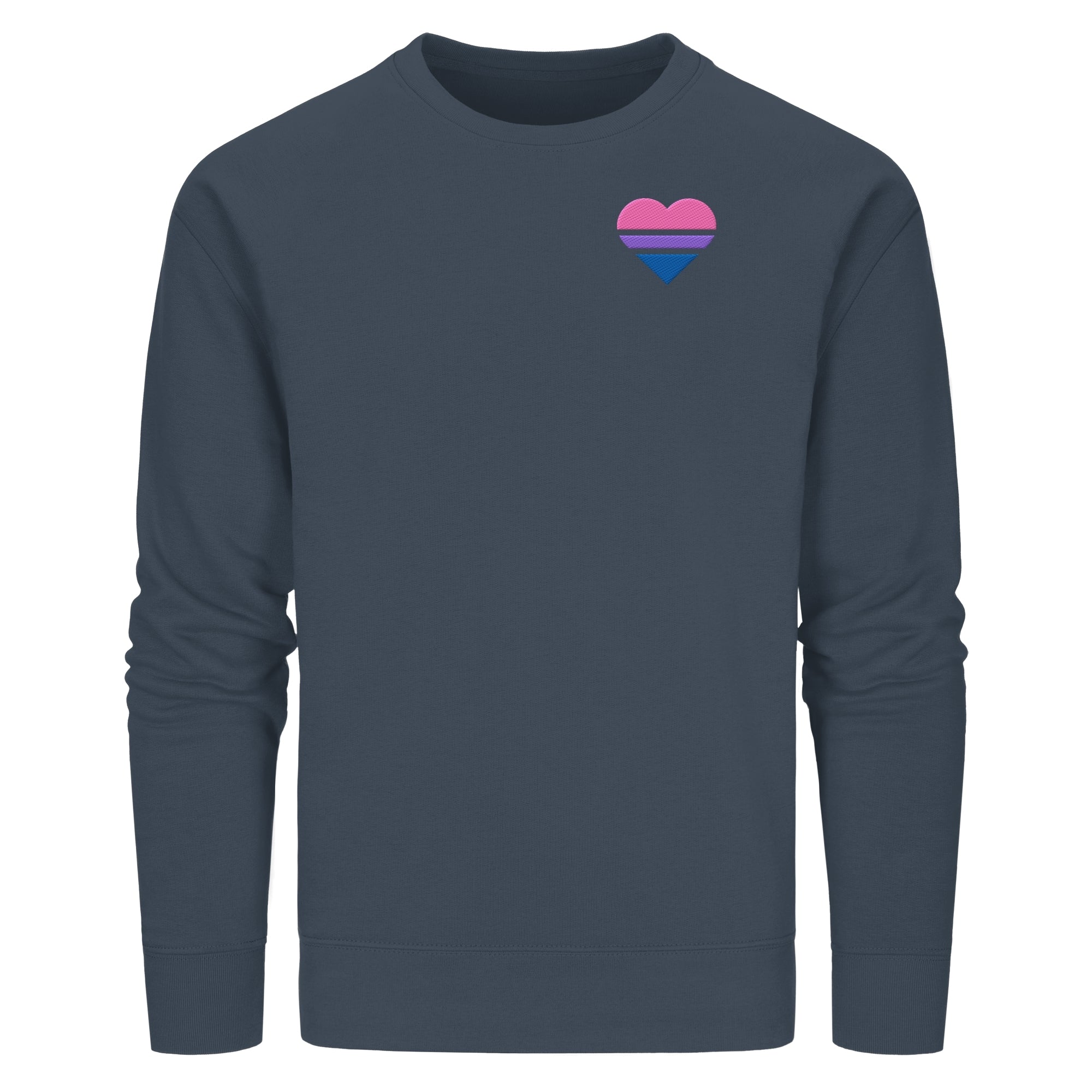 Organic Basic Sweatshirt - Bisexual Flag Herz Stick