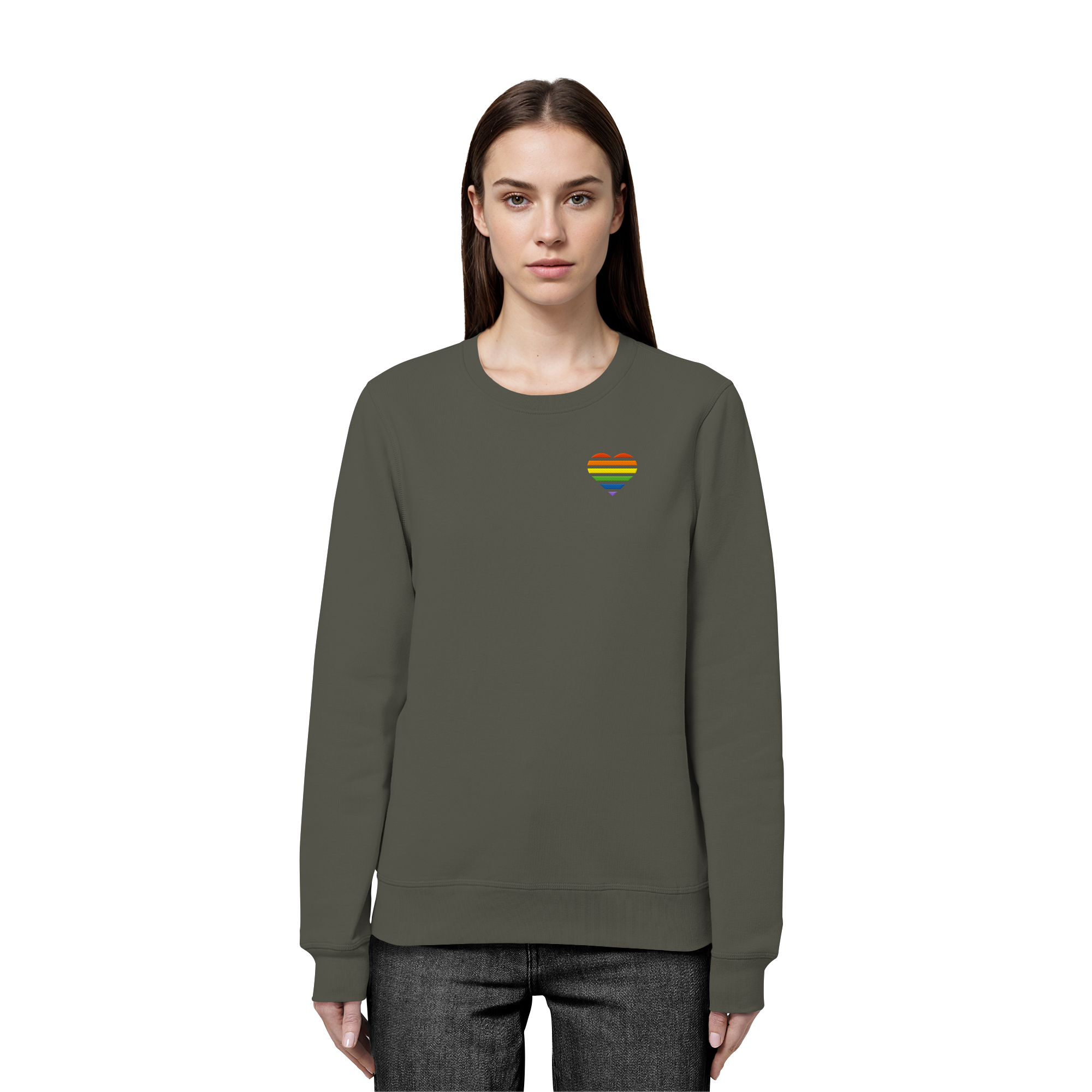 Organic Basic Sweatshirt - Pride Flag Herz