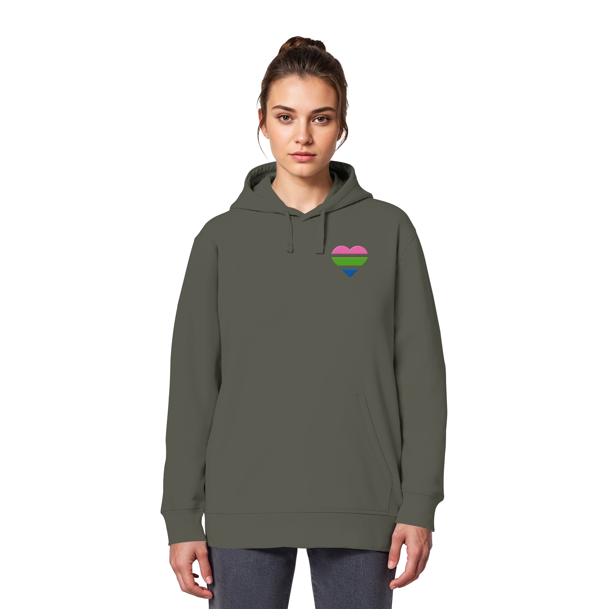 Organic Basic Hoodie - Polysexual Flag Herz Stick
