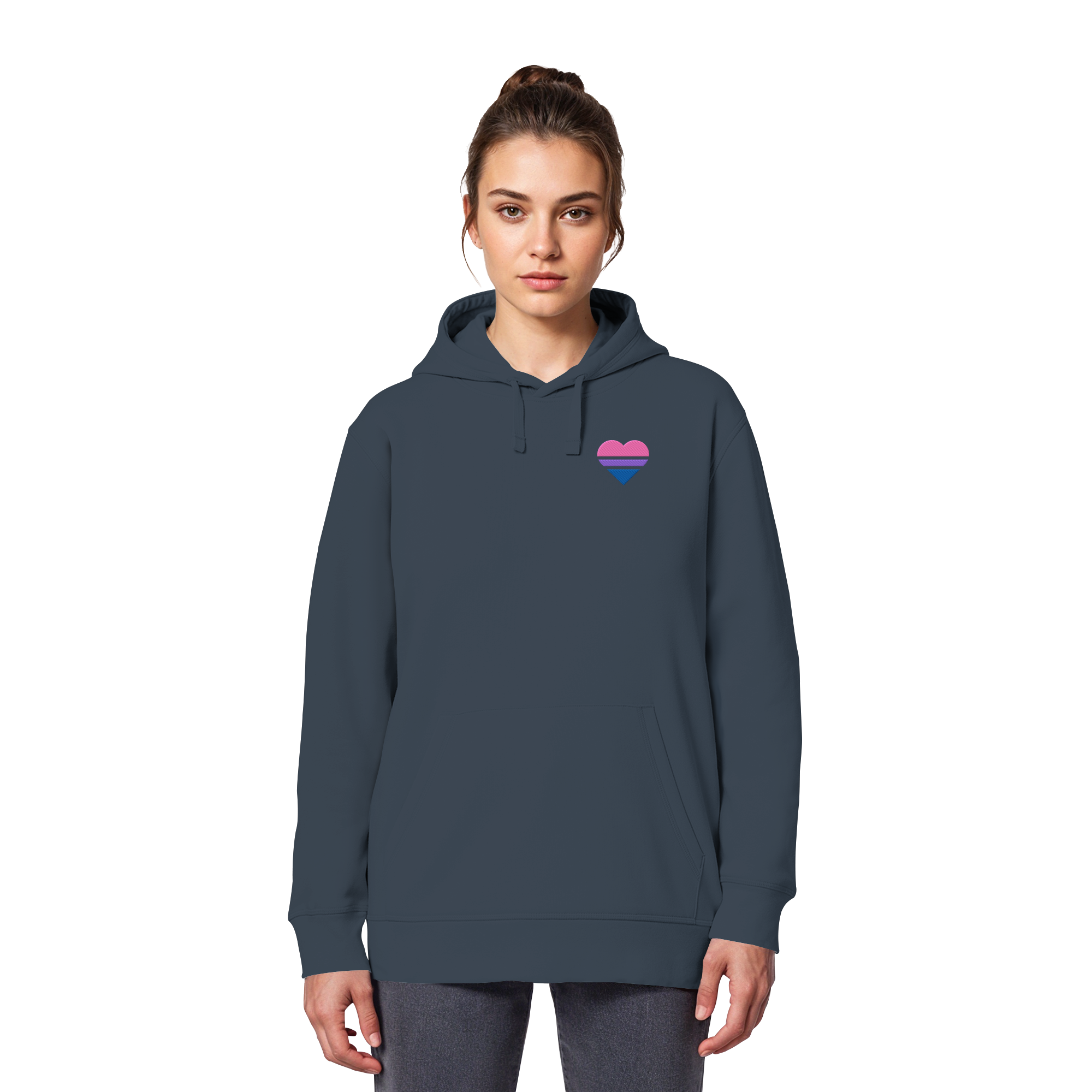Organic Basic Hoodie - Bisexual Flag Herz Stick