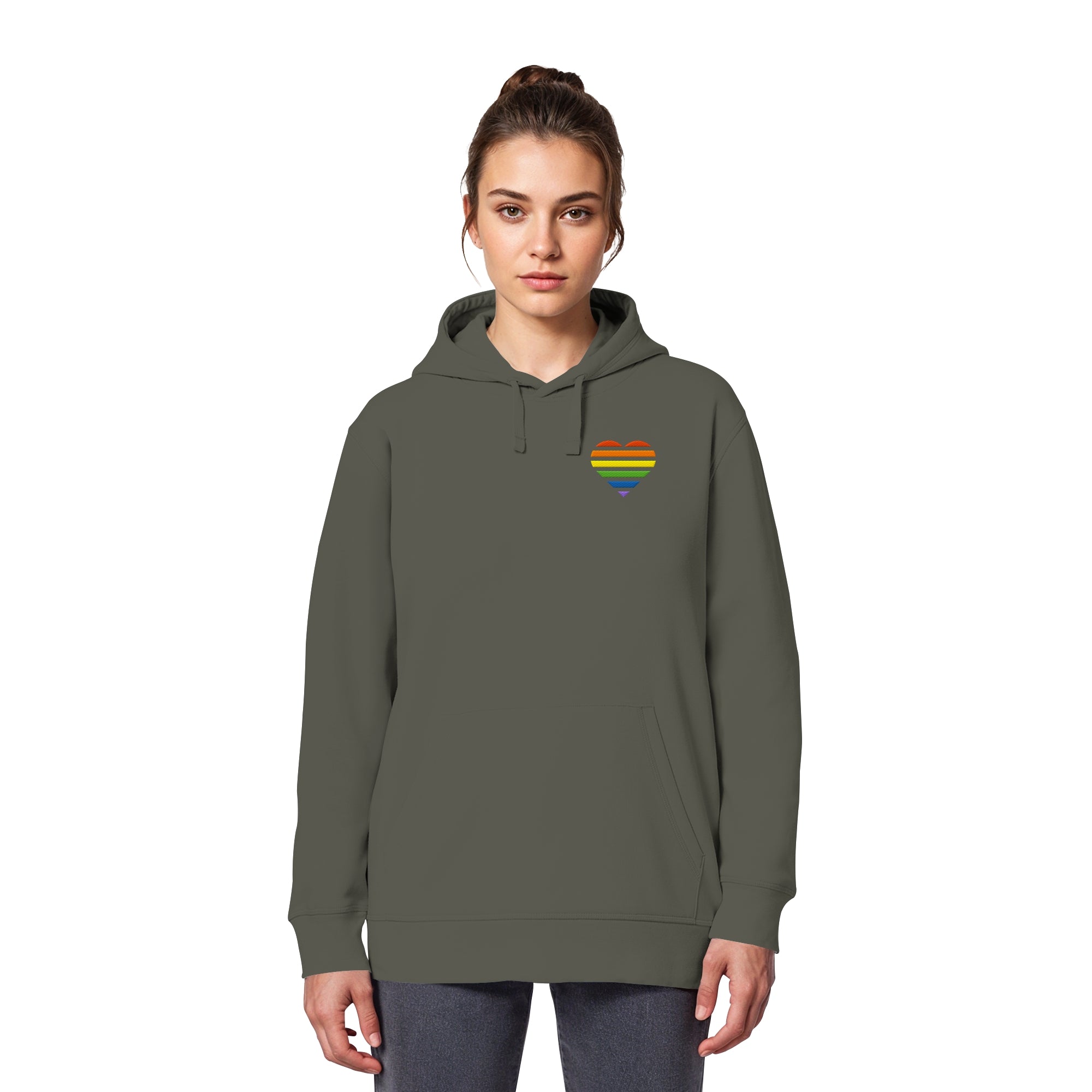 Organic Basic Hoodie - Pride Flag Herz Stick