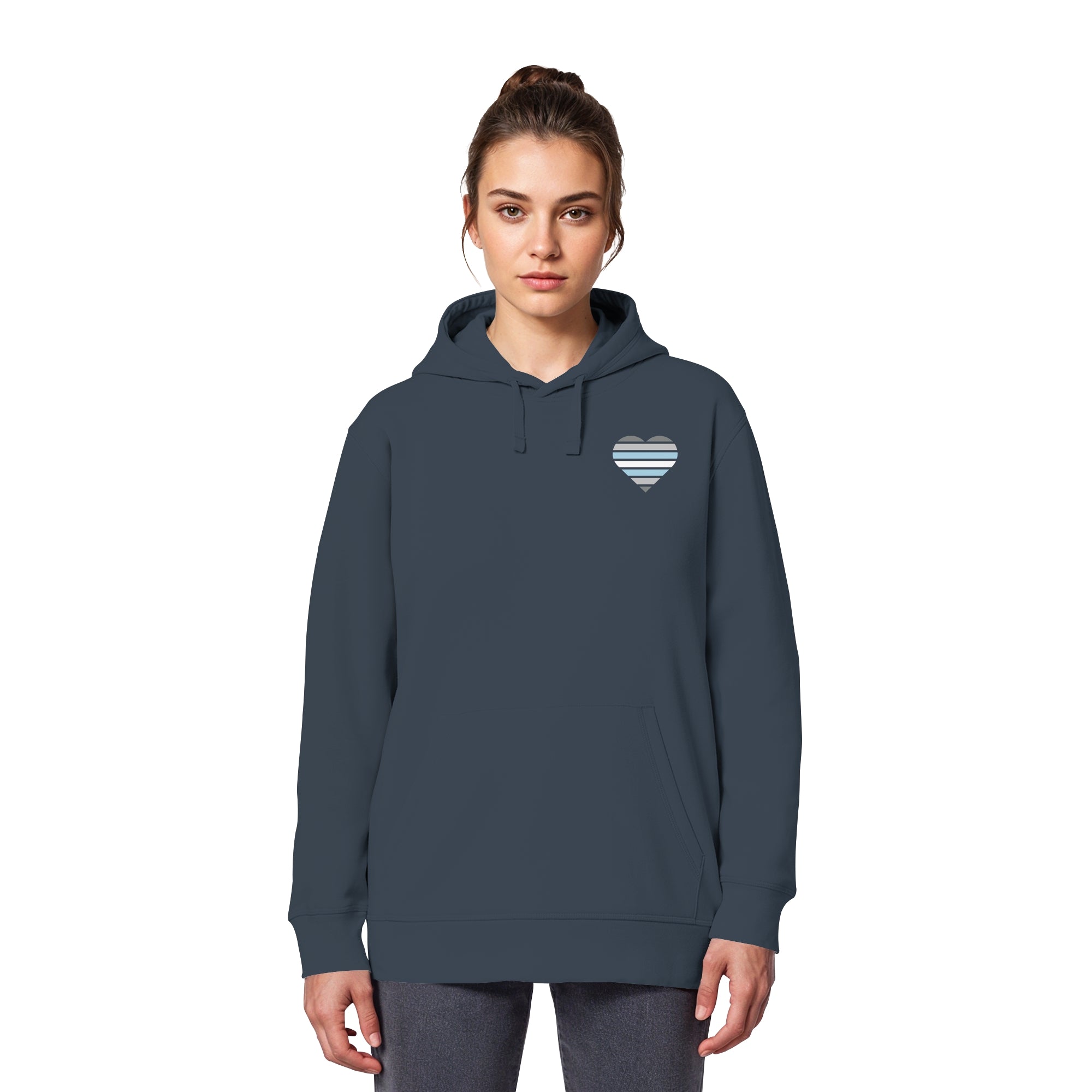 Organic Basic Hoodie - Demiboy Flag Herz Print
