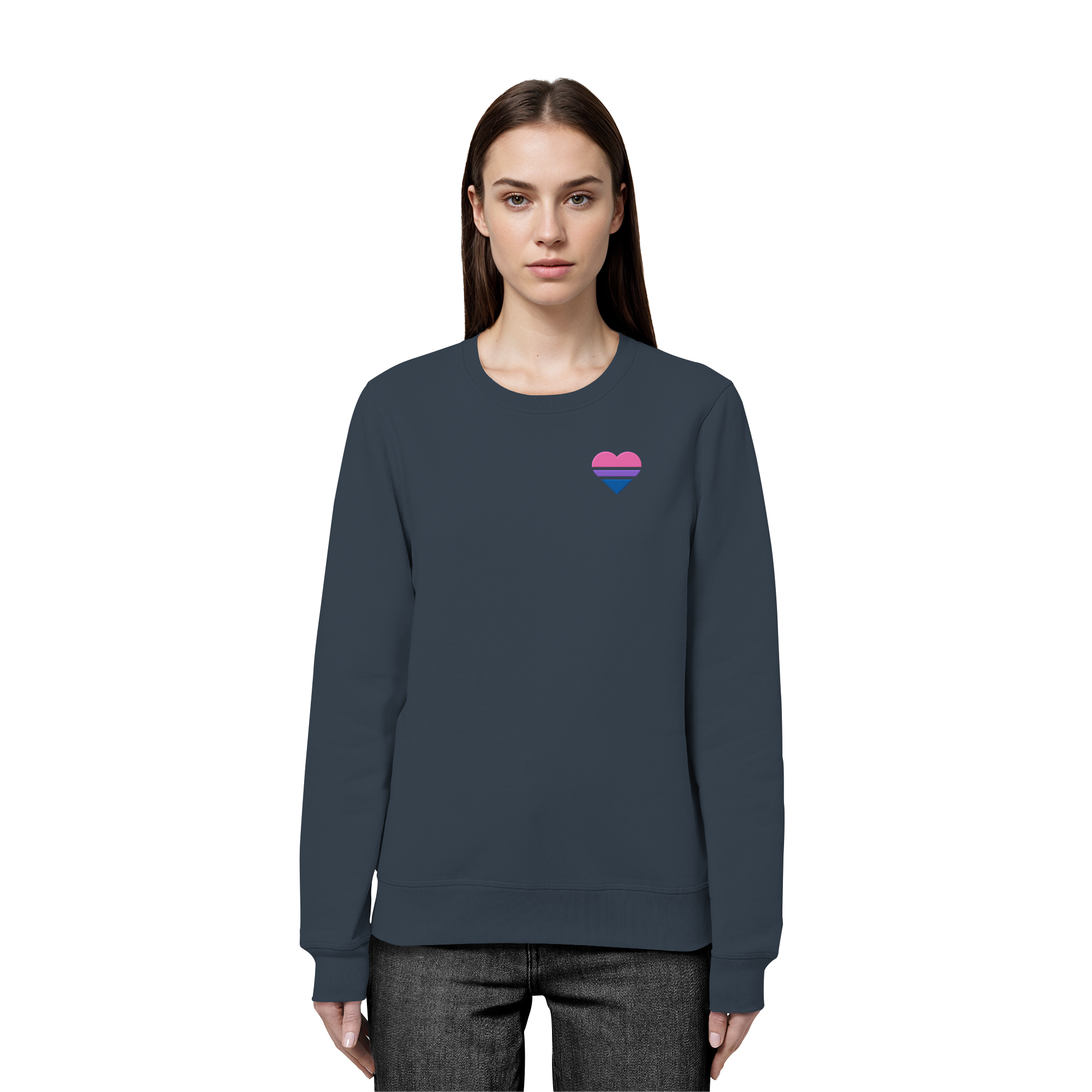 Organic Basic Sweatshirt - Bisexual Flag Herz Stick