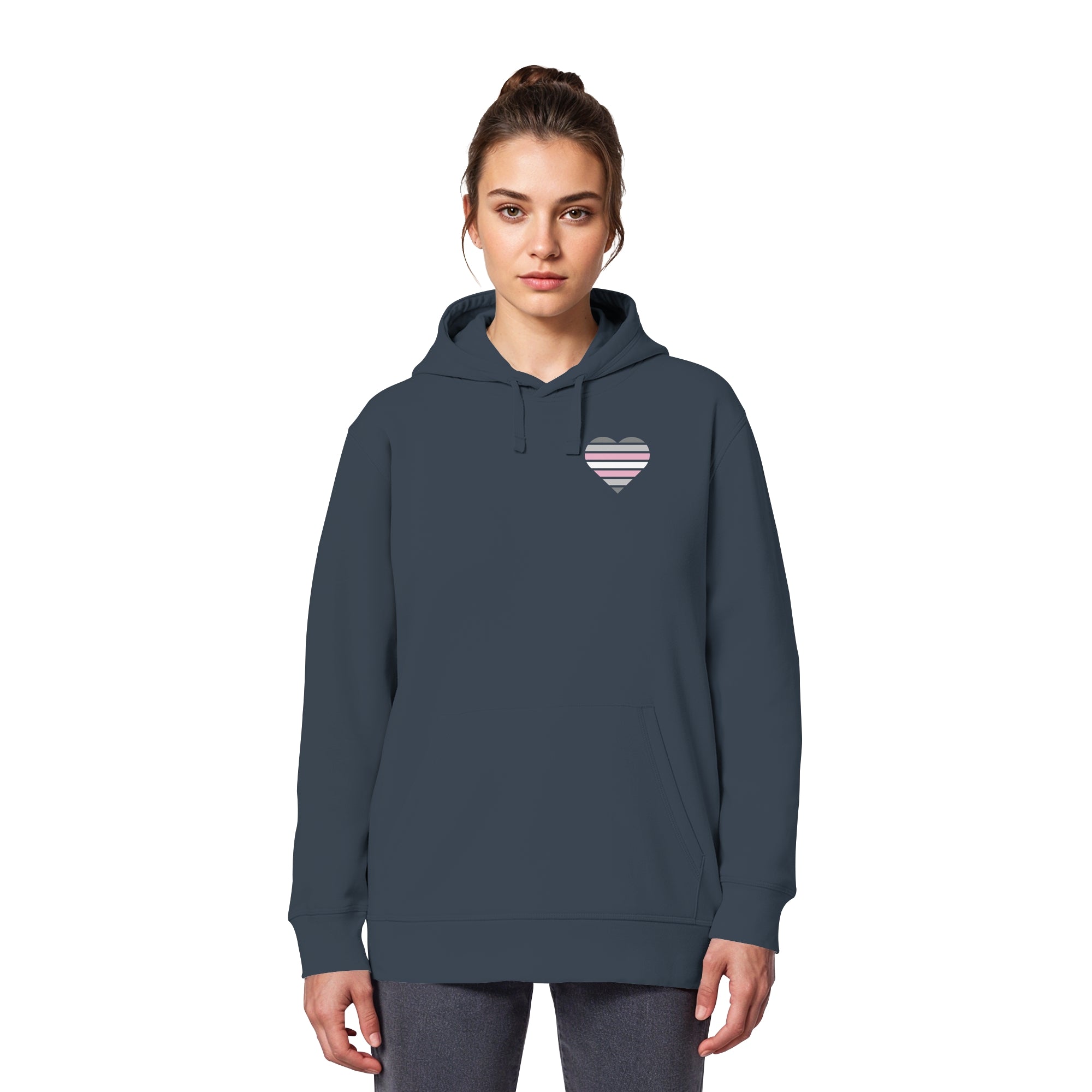 Organic Basic Hoodie - Demigirl Flag Herz Print