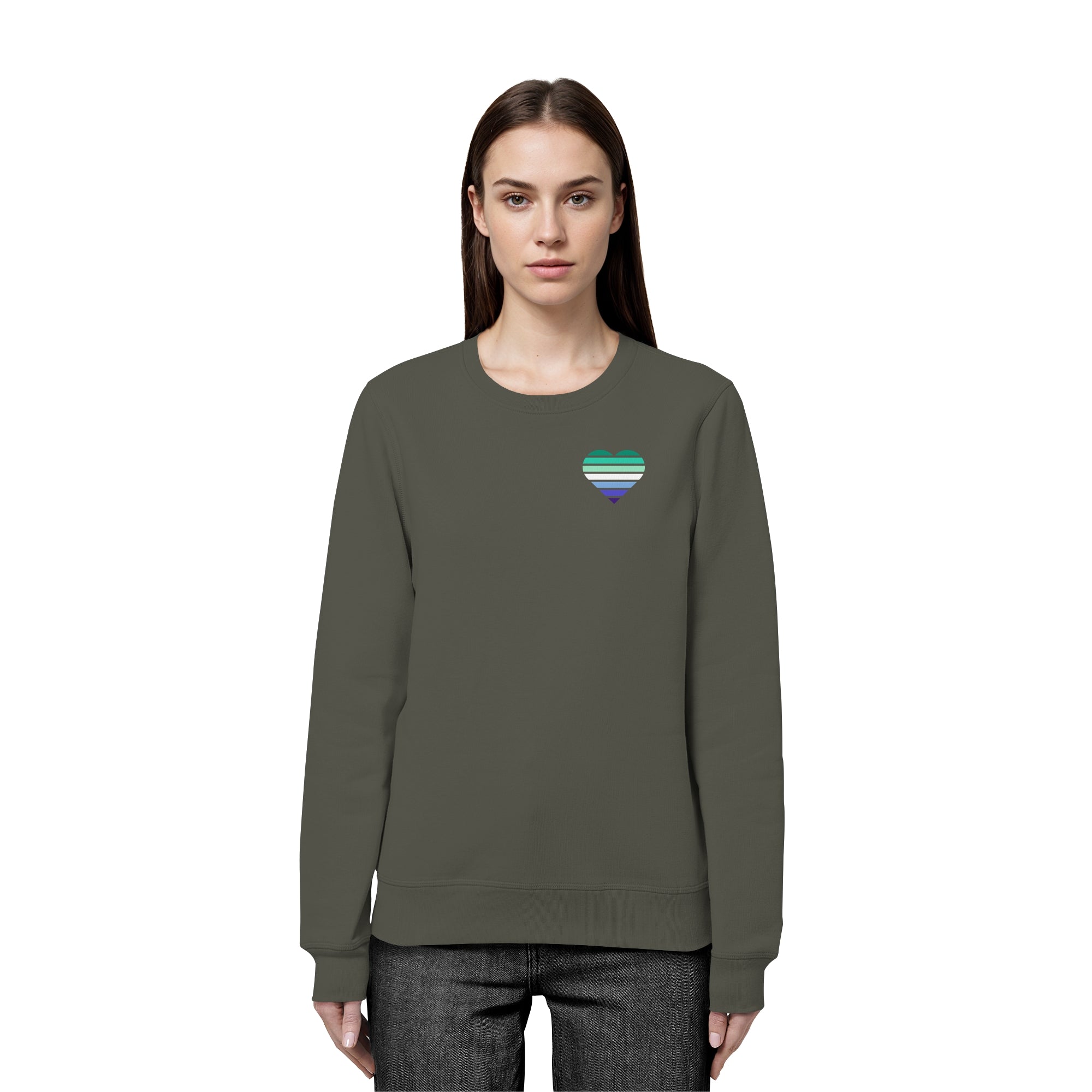 Organic Basic Sweatshirt - Gay Flag Herz Print
