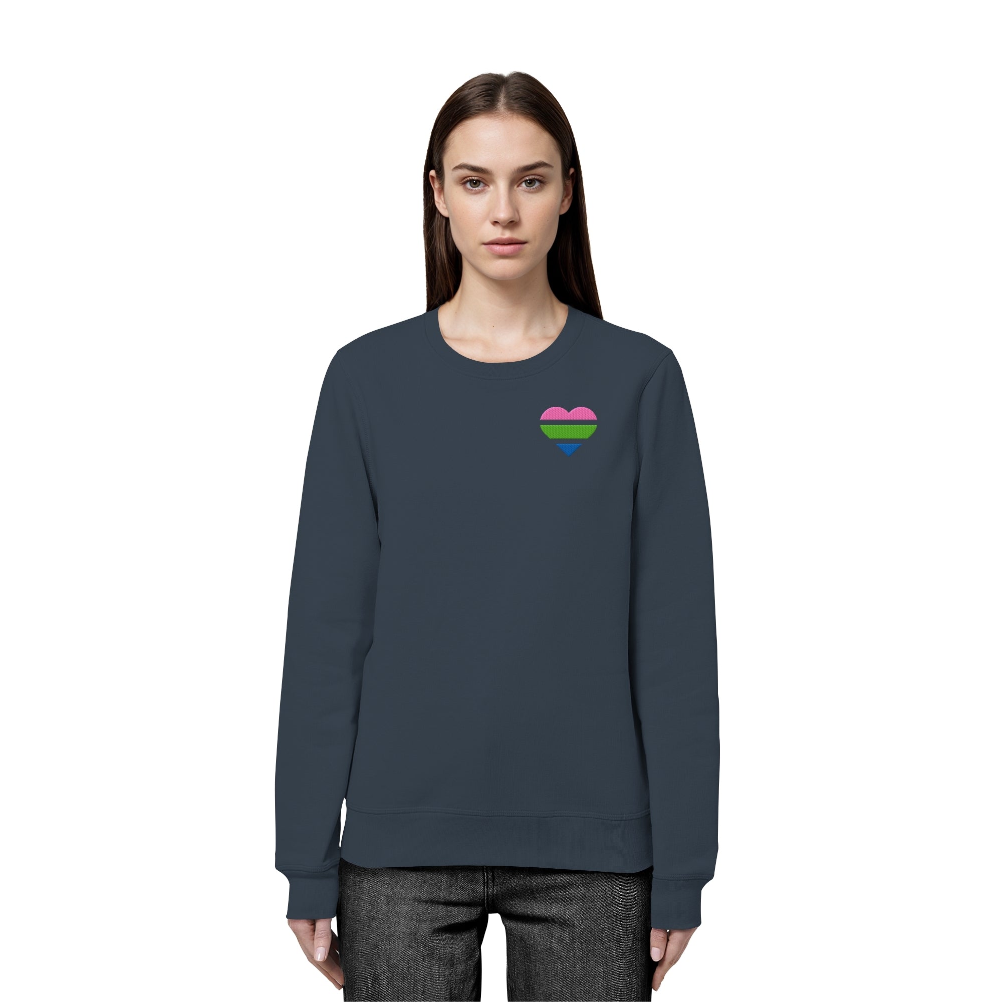 Organic Basic Sweatshirt - Polysexual Flag Herz Stick