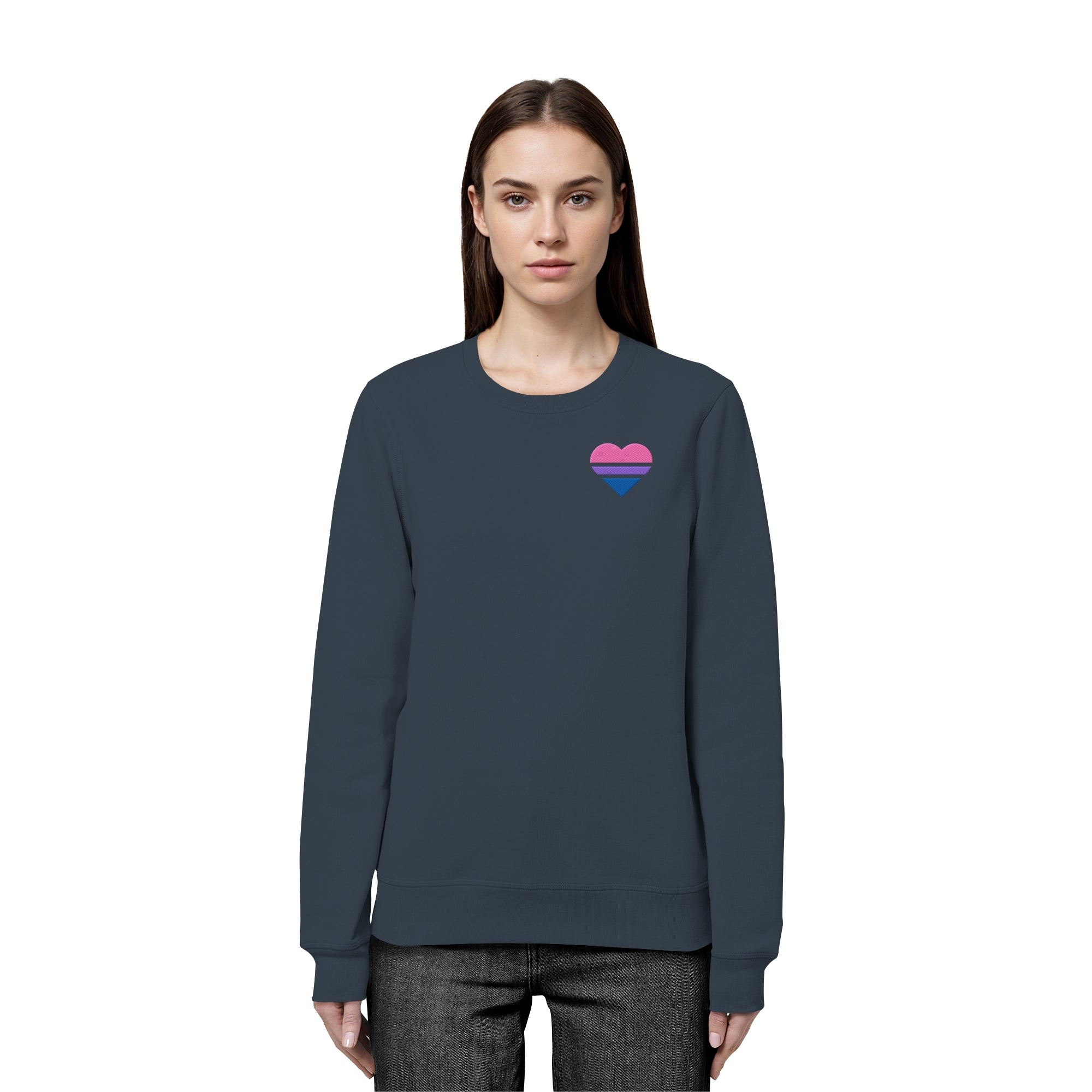 Organic Basic Sweatshirt - Bisexual Flag Herz Stick