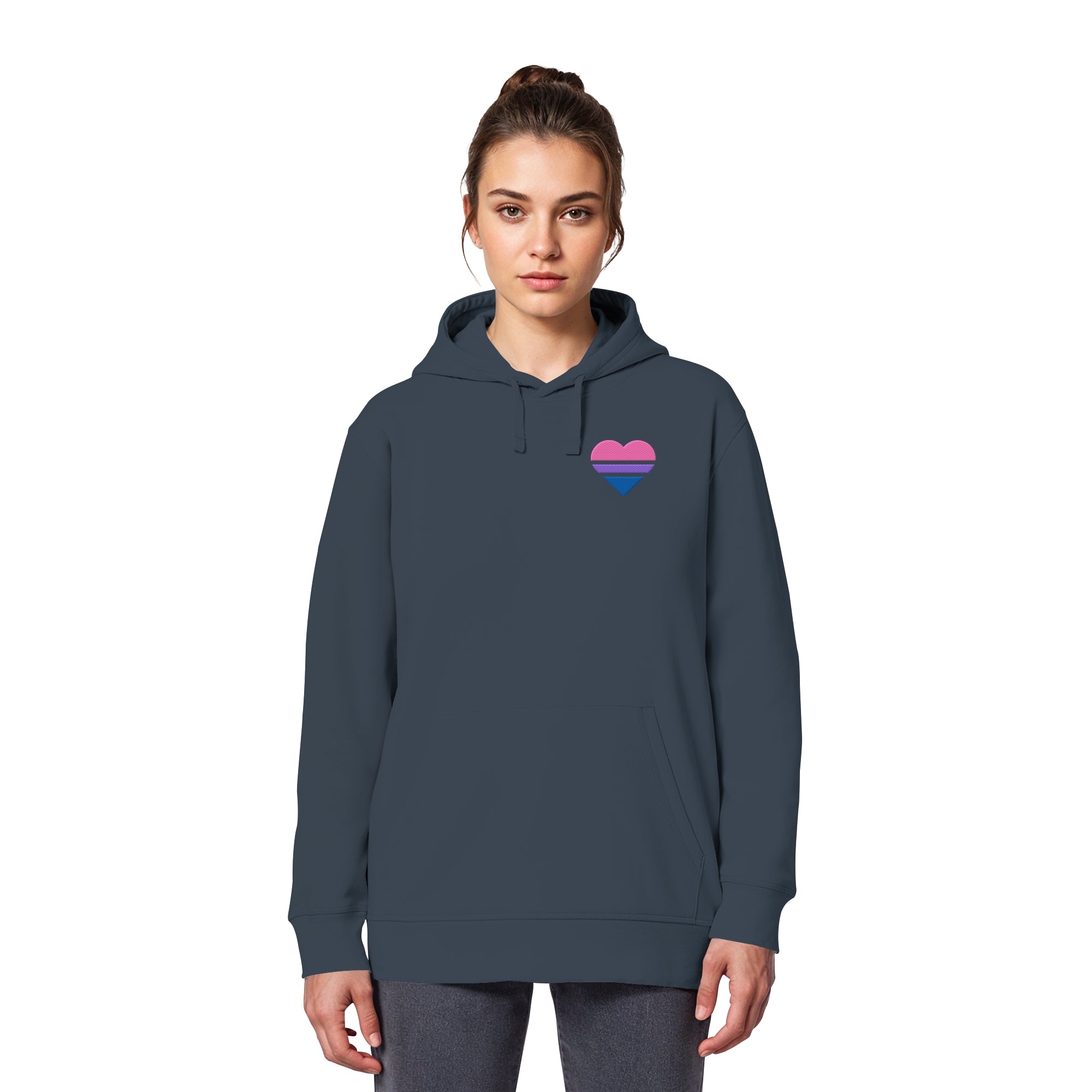 Organic Basic Hoodie - Bisexual Flag Herz Stick