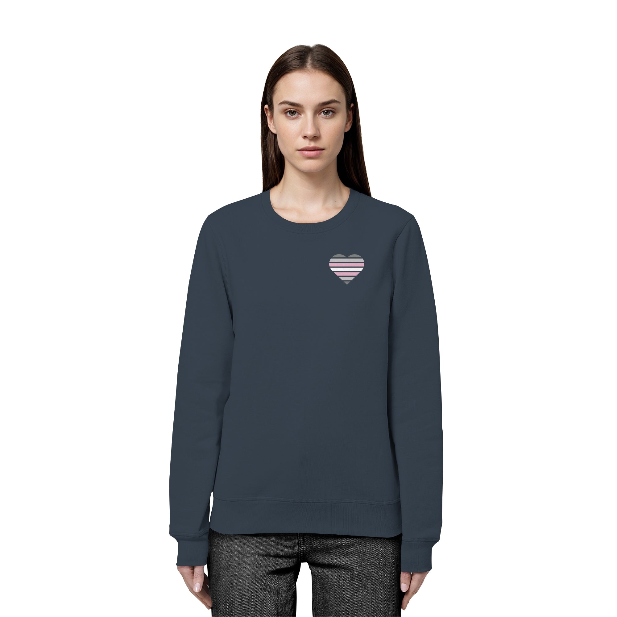 Organic Basic Sweatshirt - Demigirl Flag Herz Print