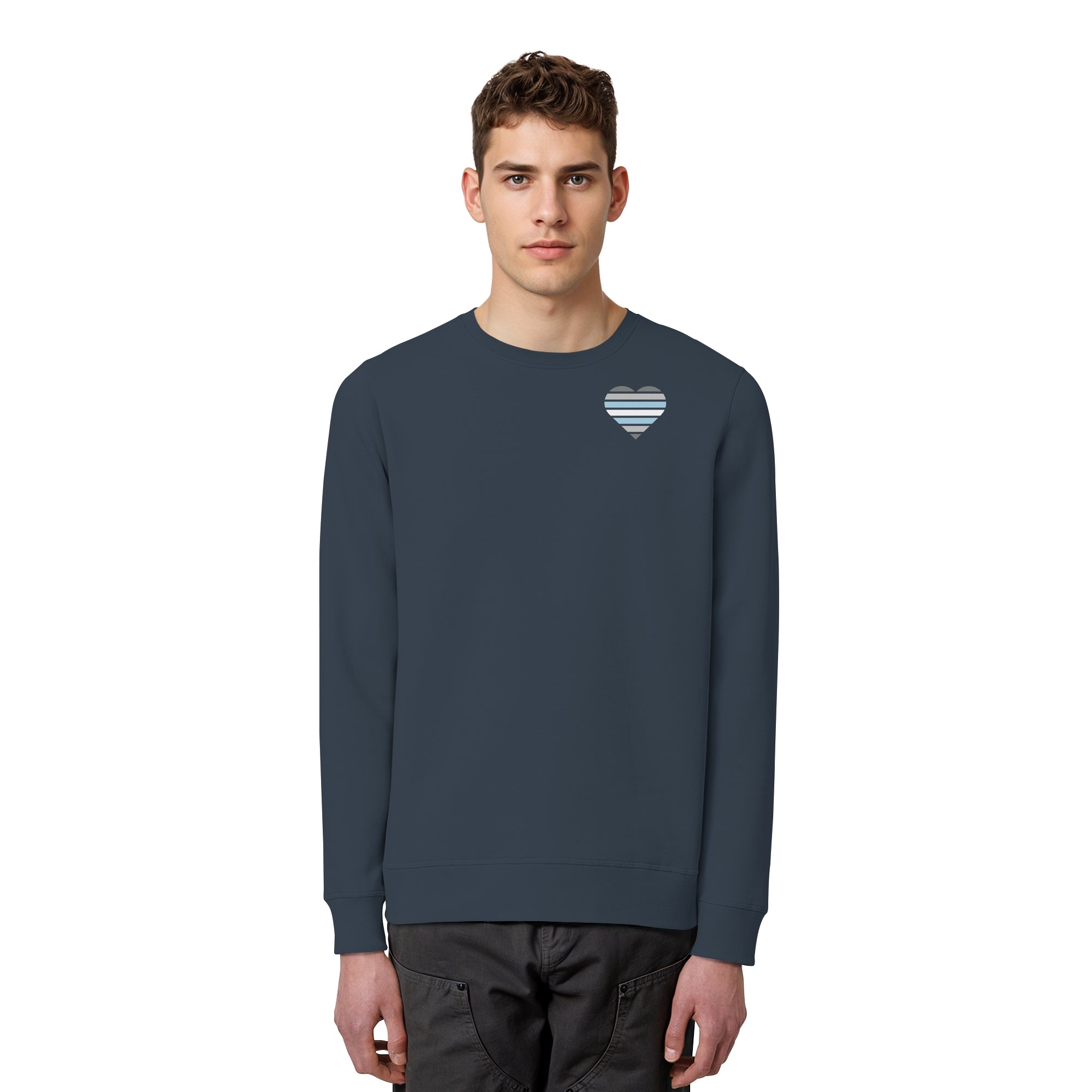 Organic Basic Sweatshirt - Demiboy Flag Herz Print