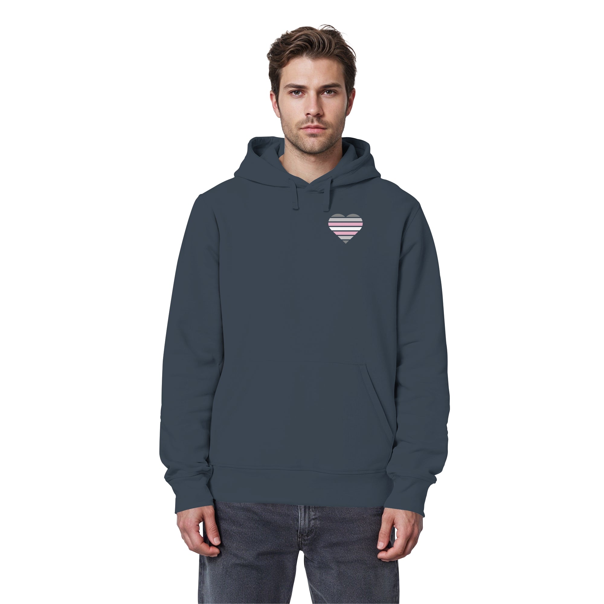 Organic Basic Hoodie - Demigirl Flag Herz Print