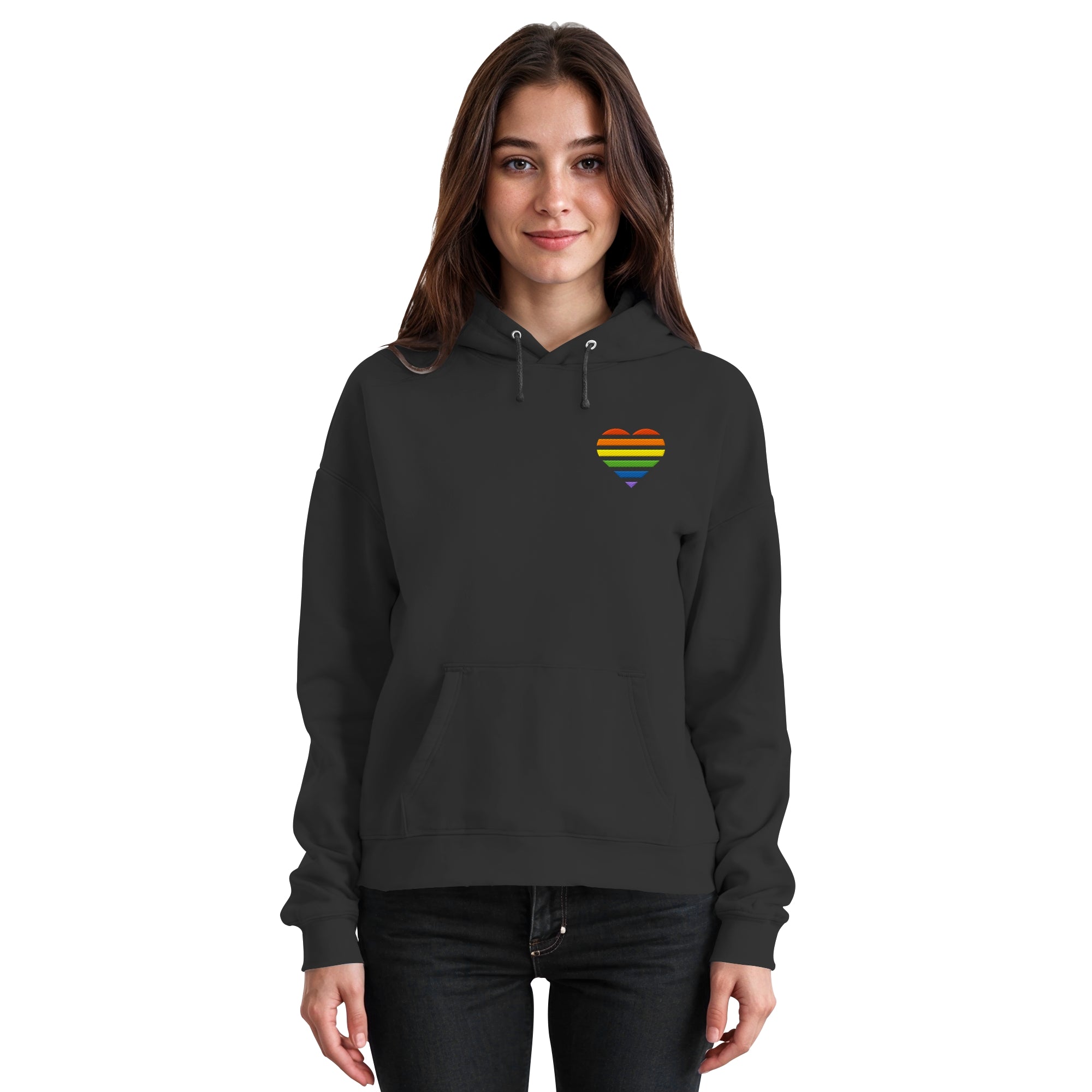 Basic Hoodie - Pride Flag Herz Stick