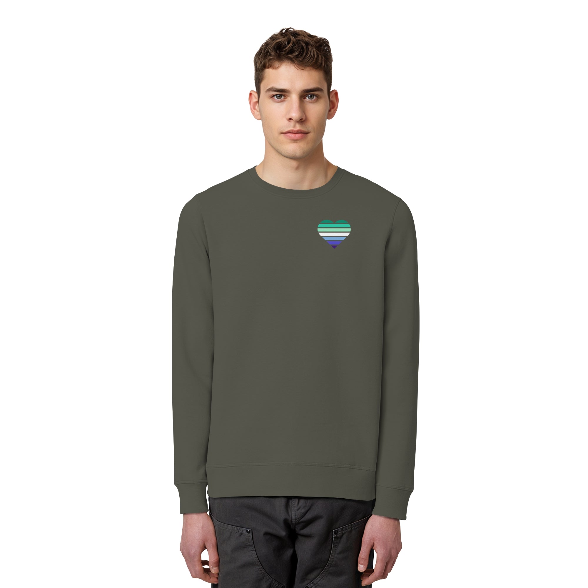 Organic Basic Sweatshirt - Gay Flag Herz Print