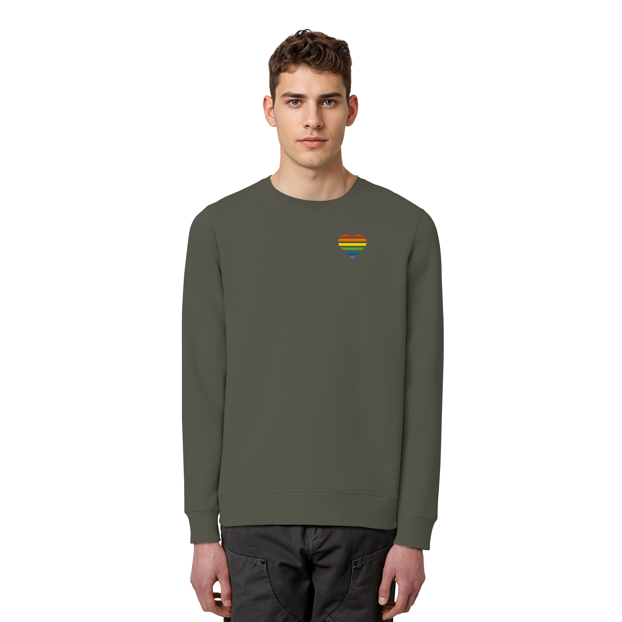 Organic Basic Sweatshirt - Pride Flag Herz
