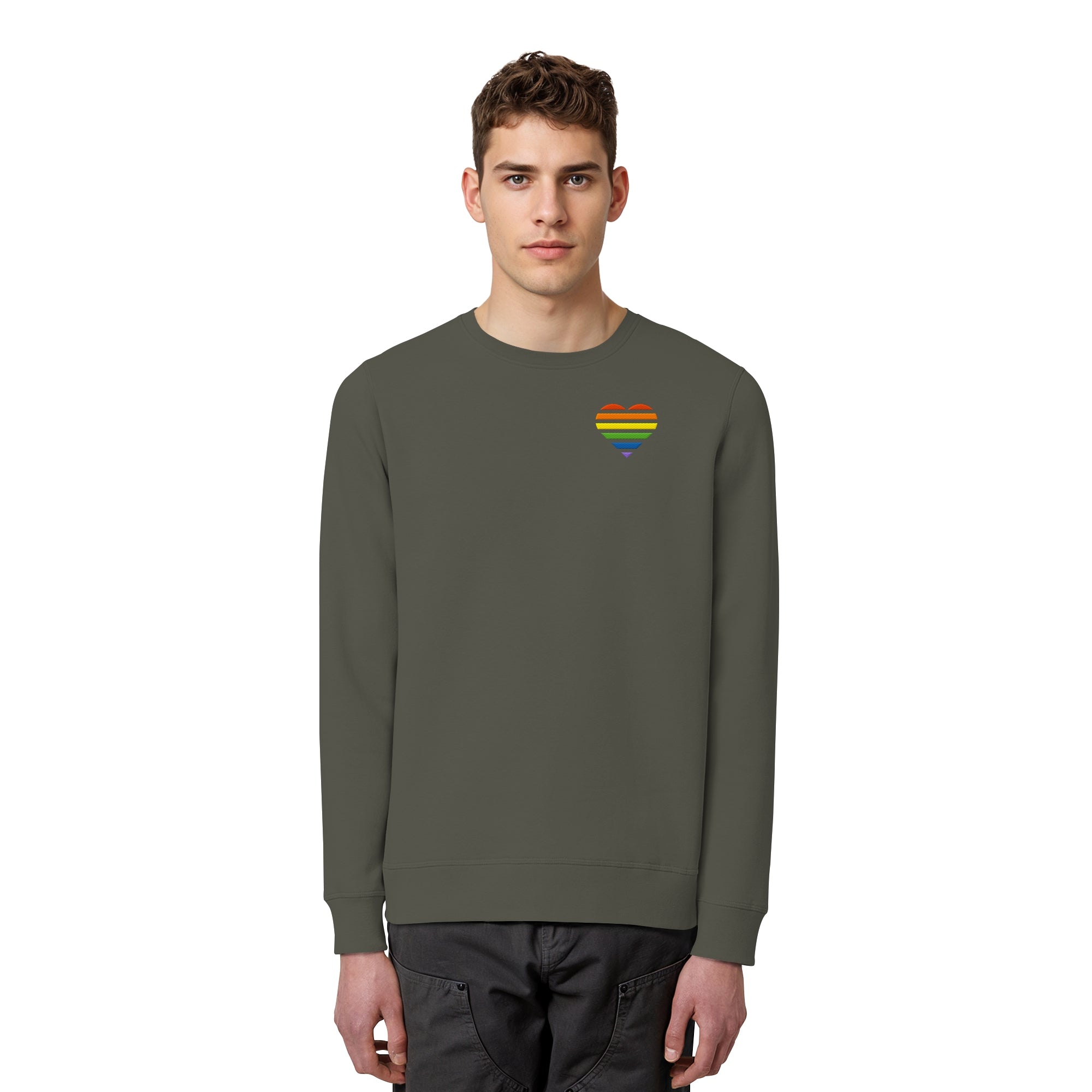 Organic Basic Sweatshirt - Pride Flag Herz Stick