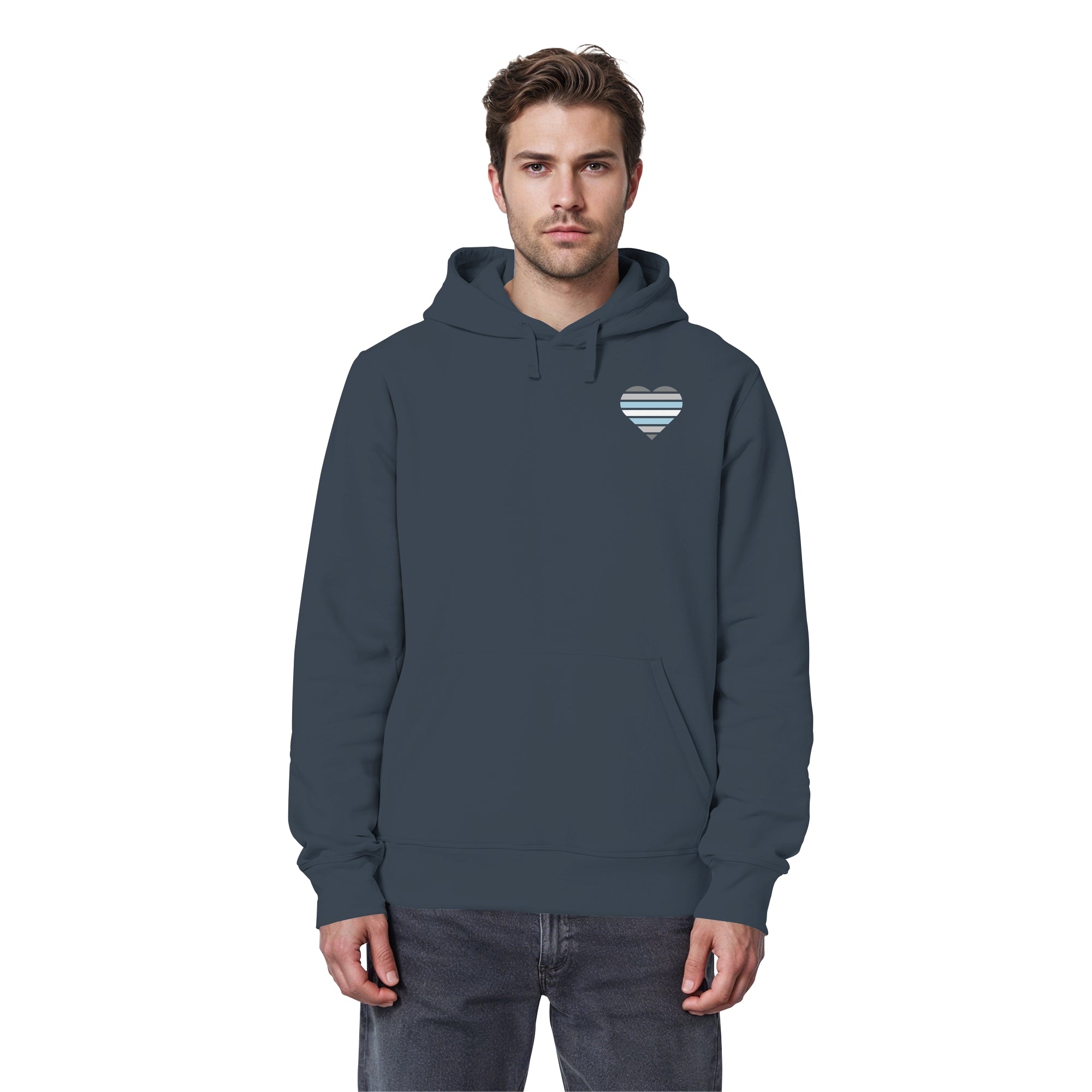 Organic Basic Hoodie - Demiboy Flag Herz Print