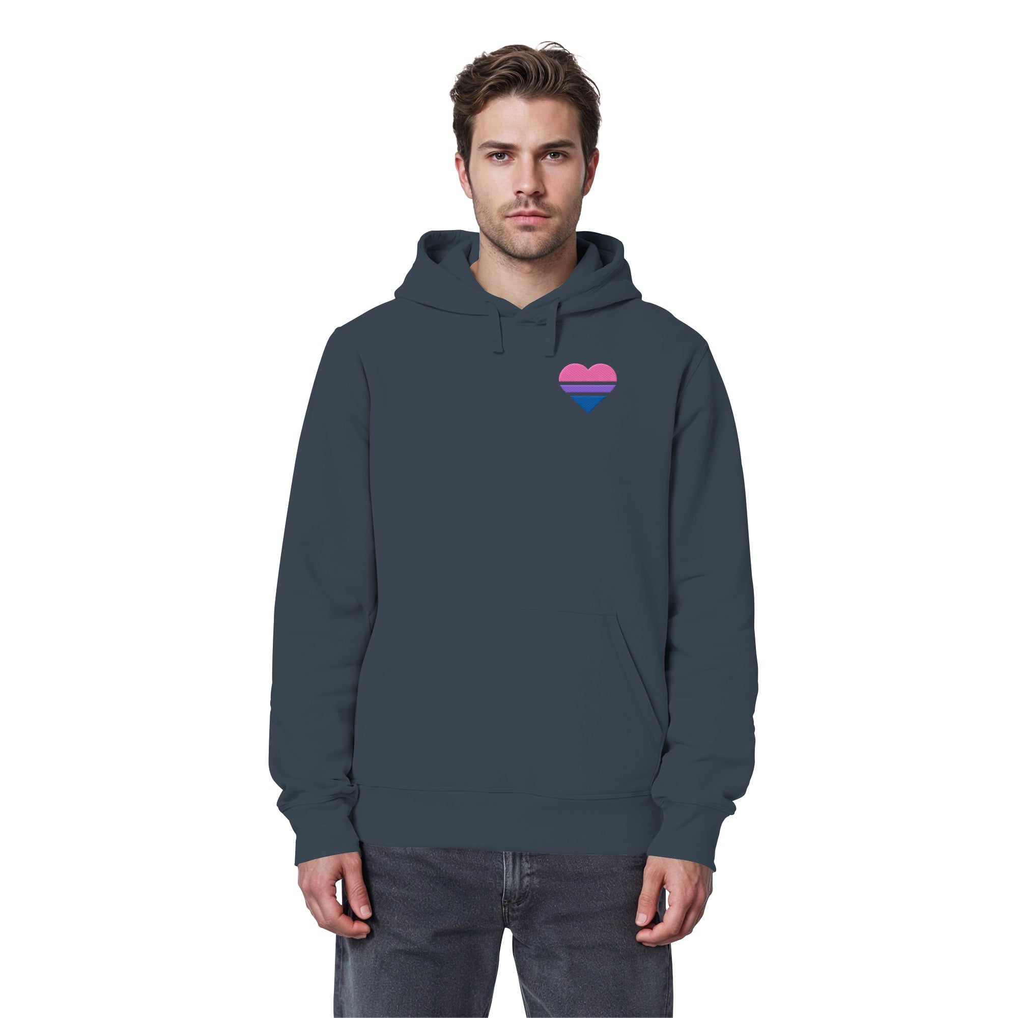 Organic Basic Hoodie - Bisexual Flag Herz Stick