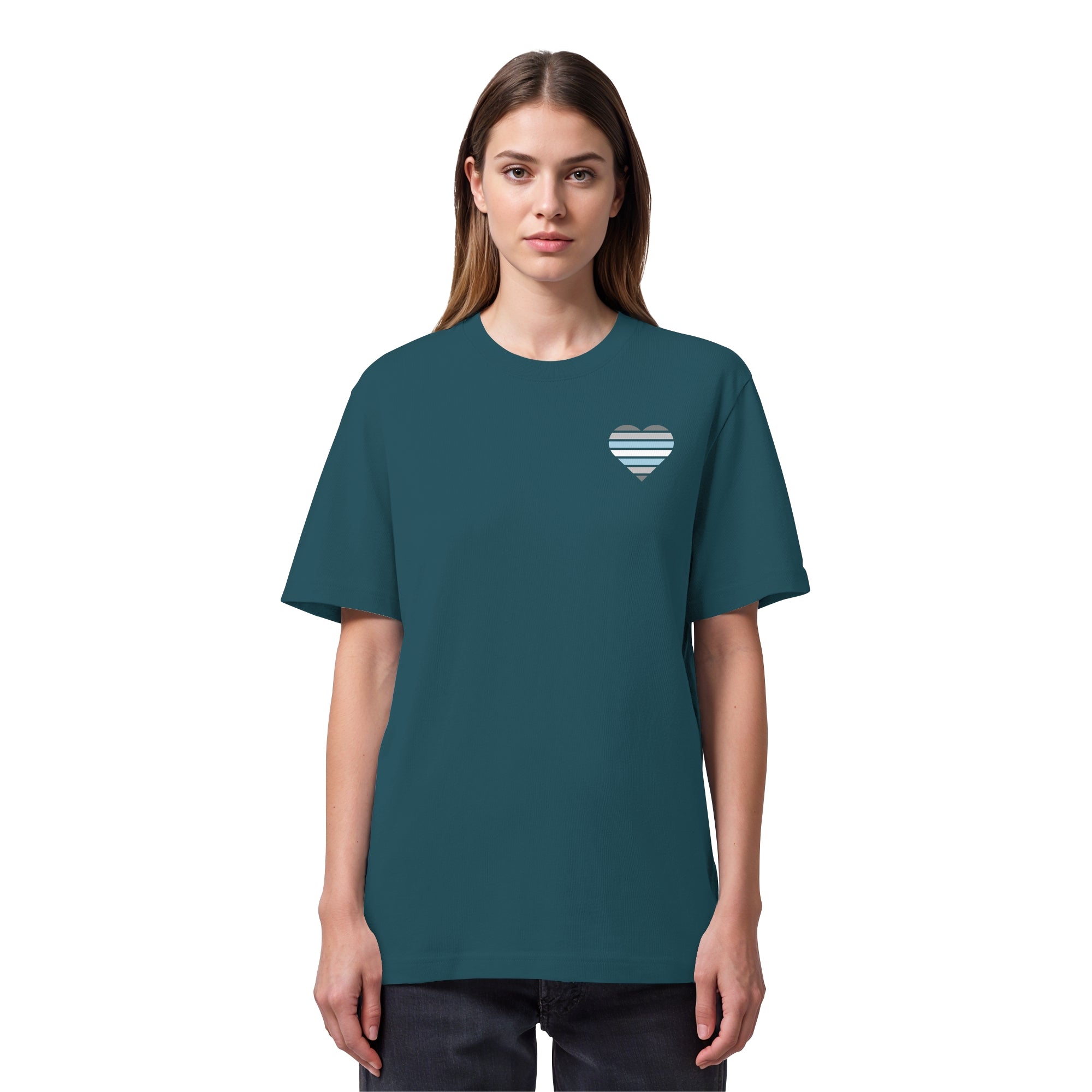 Organic Heavy Shirt - Demiboy Flag Herz Print