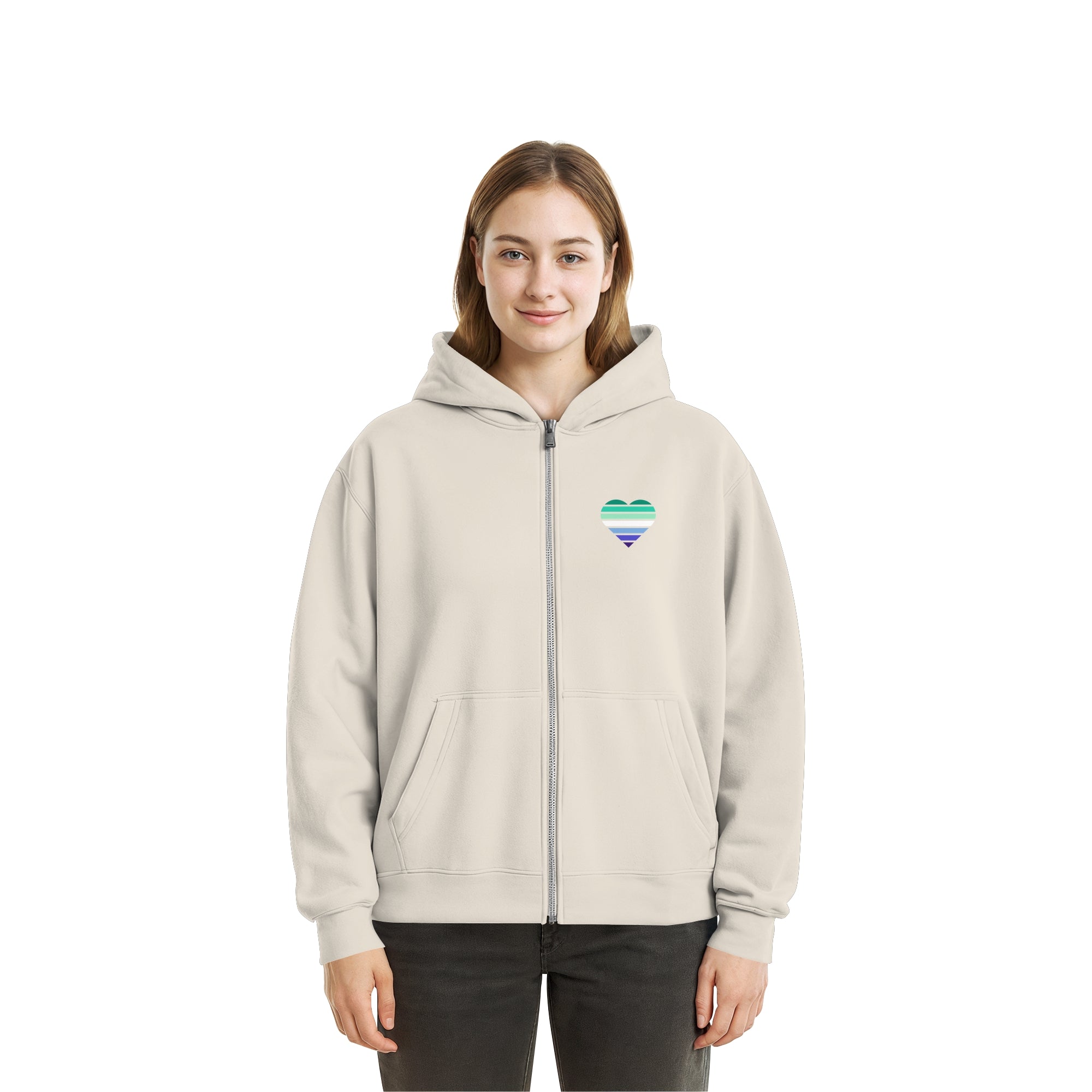 Fluffy Boxcut Zipper - Gay Flag Herz Print