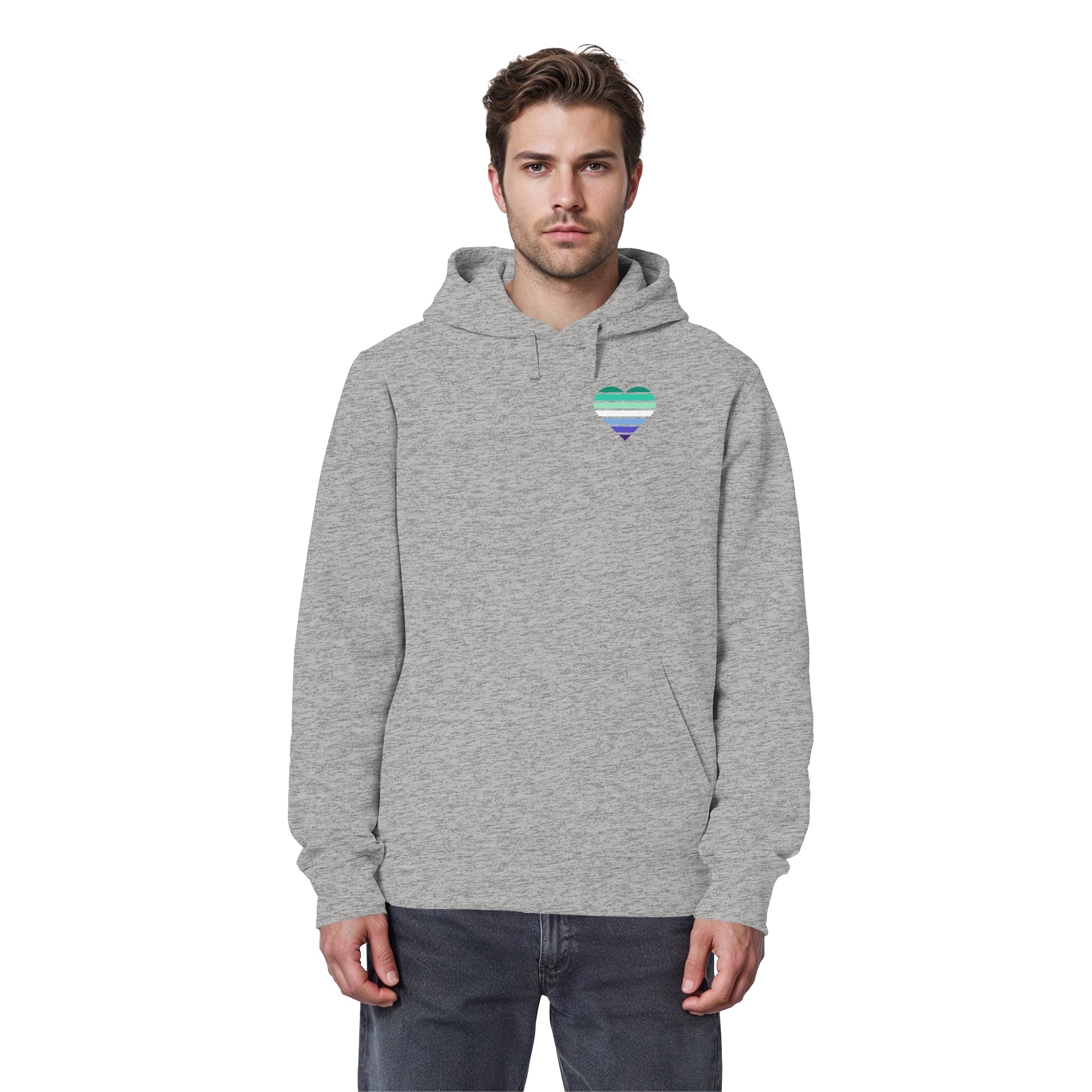 Organic Basic Hoodie - Gay Flag Herz Print